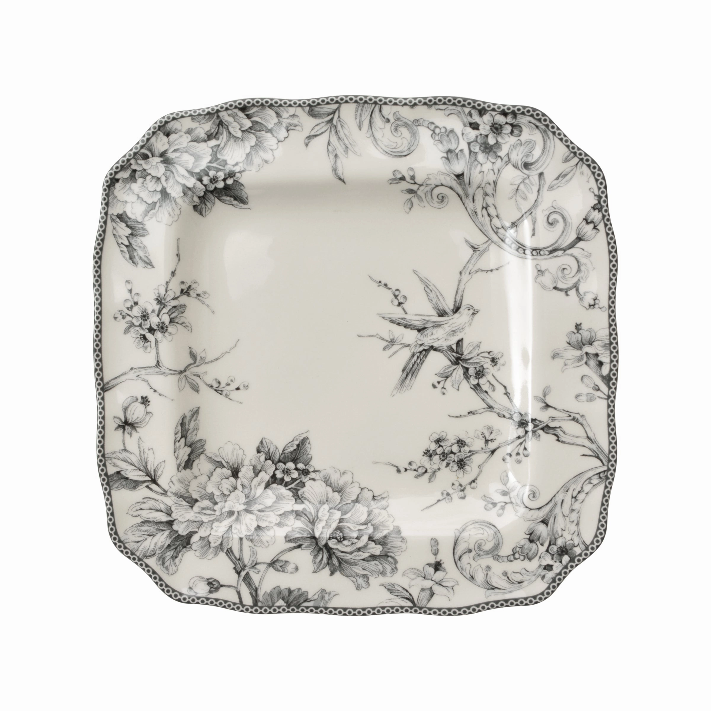 222 Fifth 1000GY804A1J57 Adelaide Dinnerware Set Square Grey 16 Piece