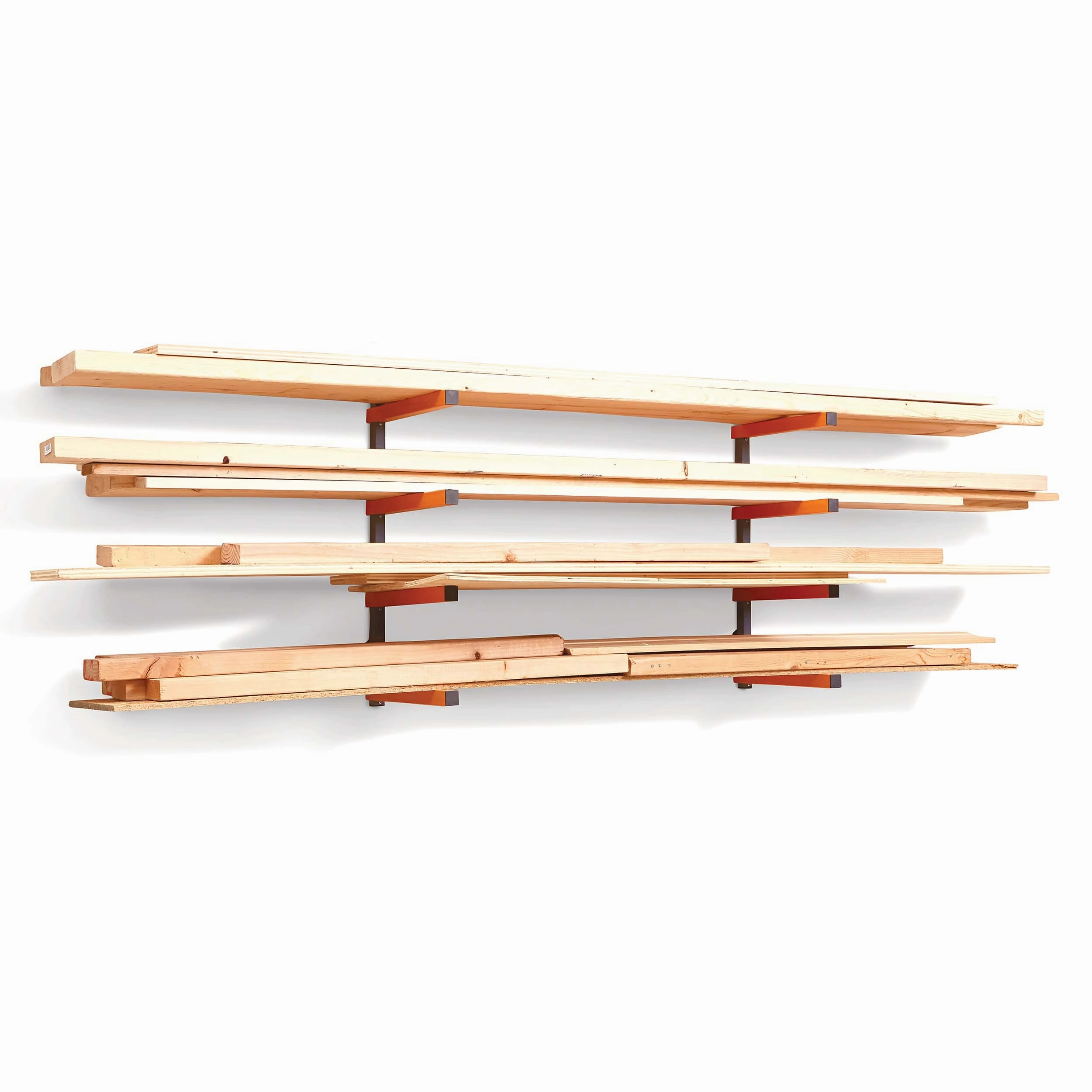 4-Level Lumber Storage Rack - Orange & Gray