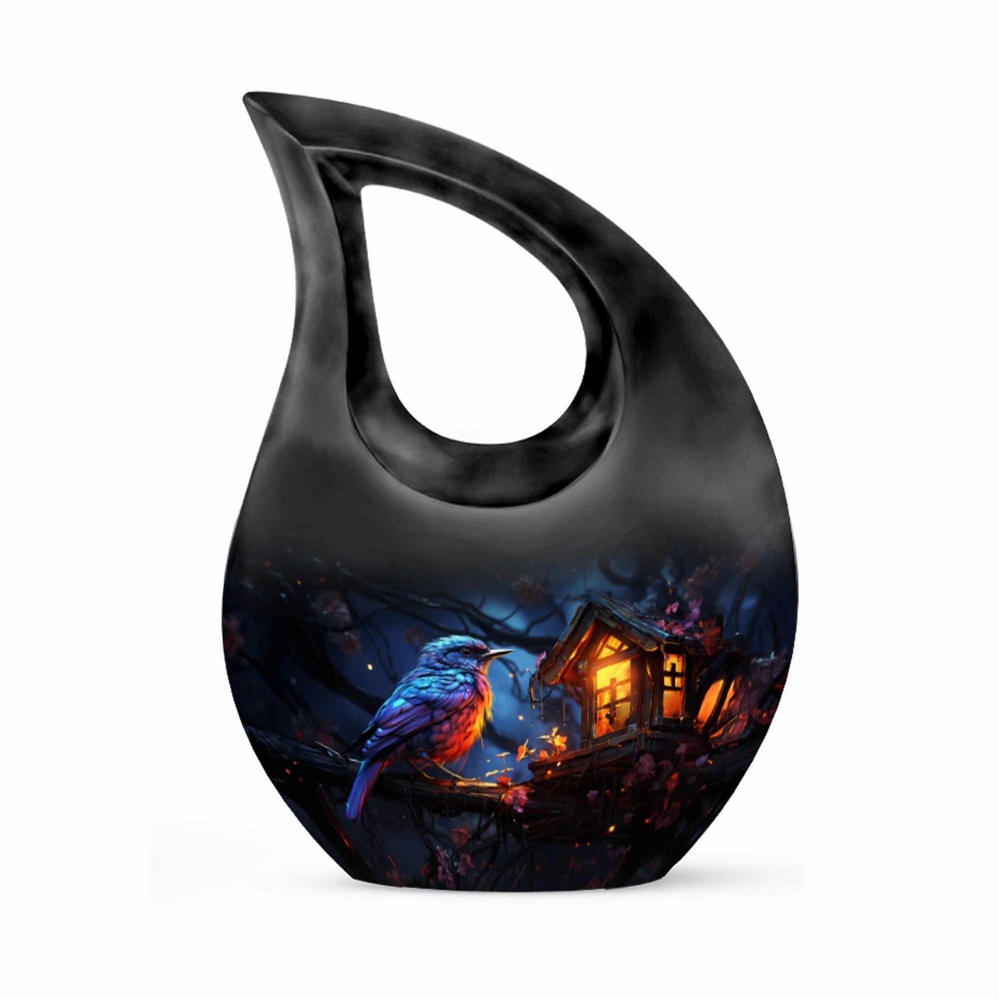 A Whimsical Twilight Cross-Drop Memorial Urn for Precious Keepsake