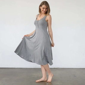 Audrey Softest Rib Nursing & Pregnancy Tank Dress | Dark Gray