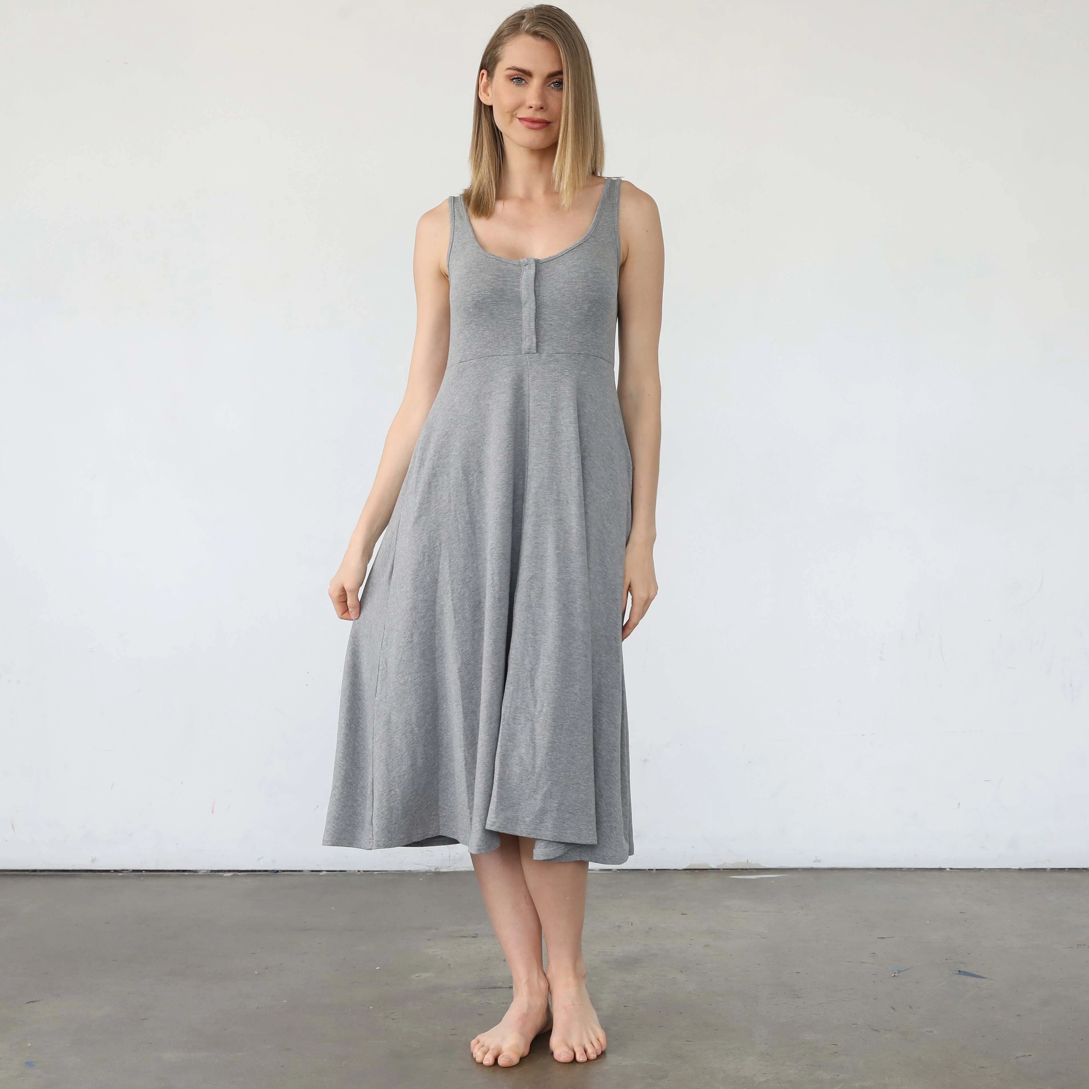 Audrey Softest Rib Nursing & Pregnancy Tank Dress | Dark Gray