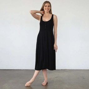 Audrey Softest Rib Nursing & Pregnancy Tank Dress  | Noir