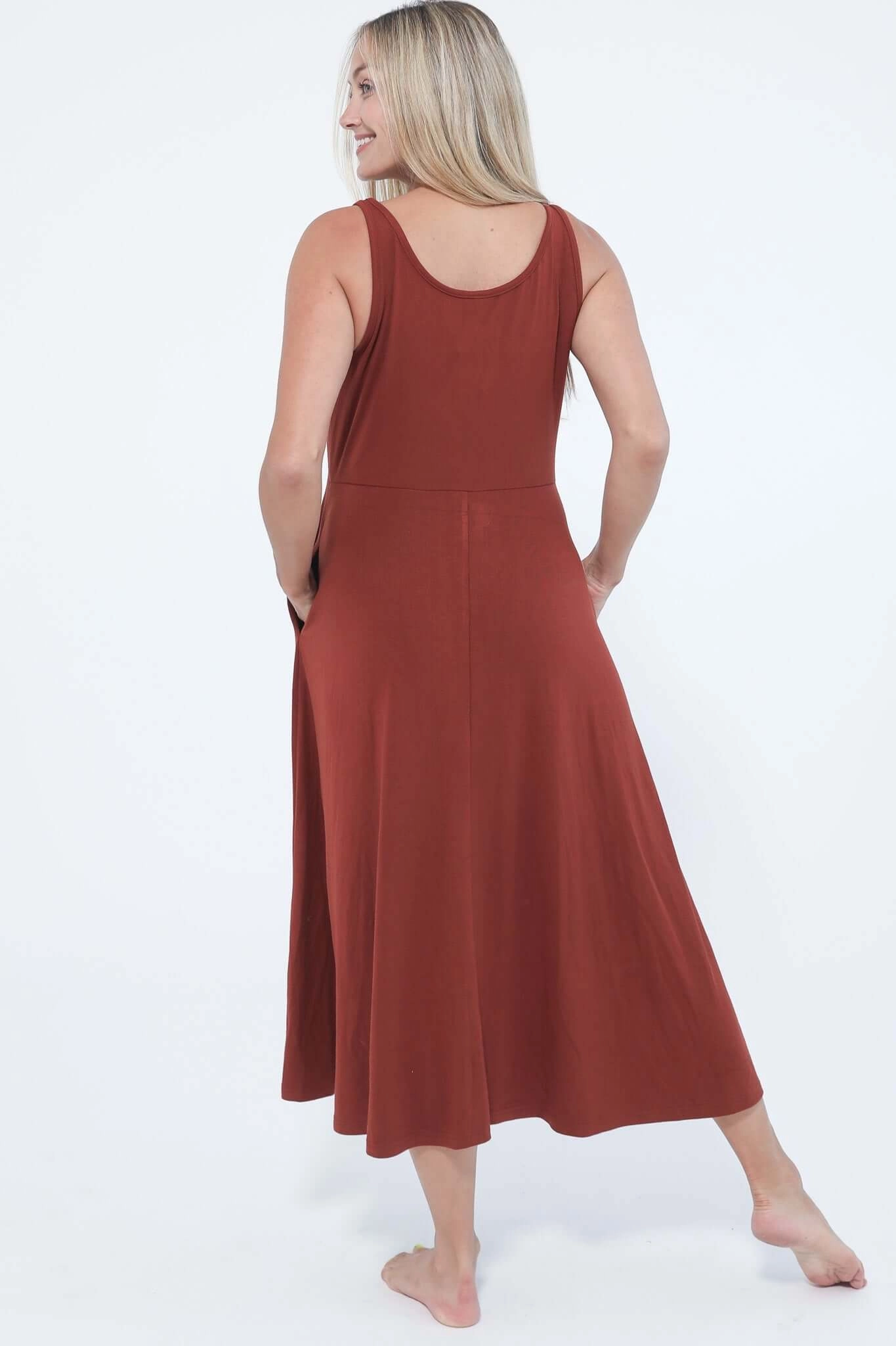 Audrey Softest Rib Nursing & Pregnancy Tank Dress  | Rust
