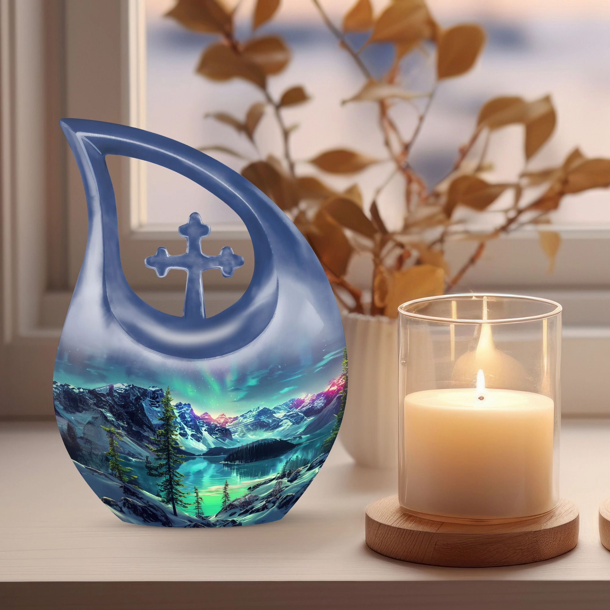 Aurora Borealis Urn: Large and Durable Memorial Urn
