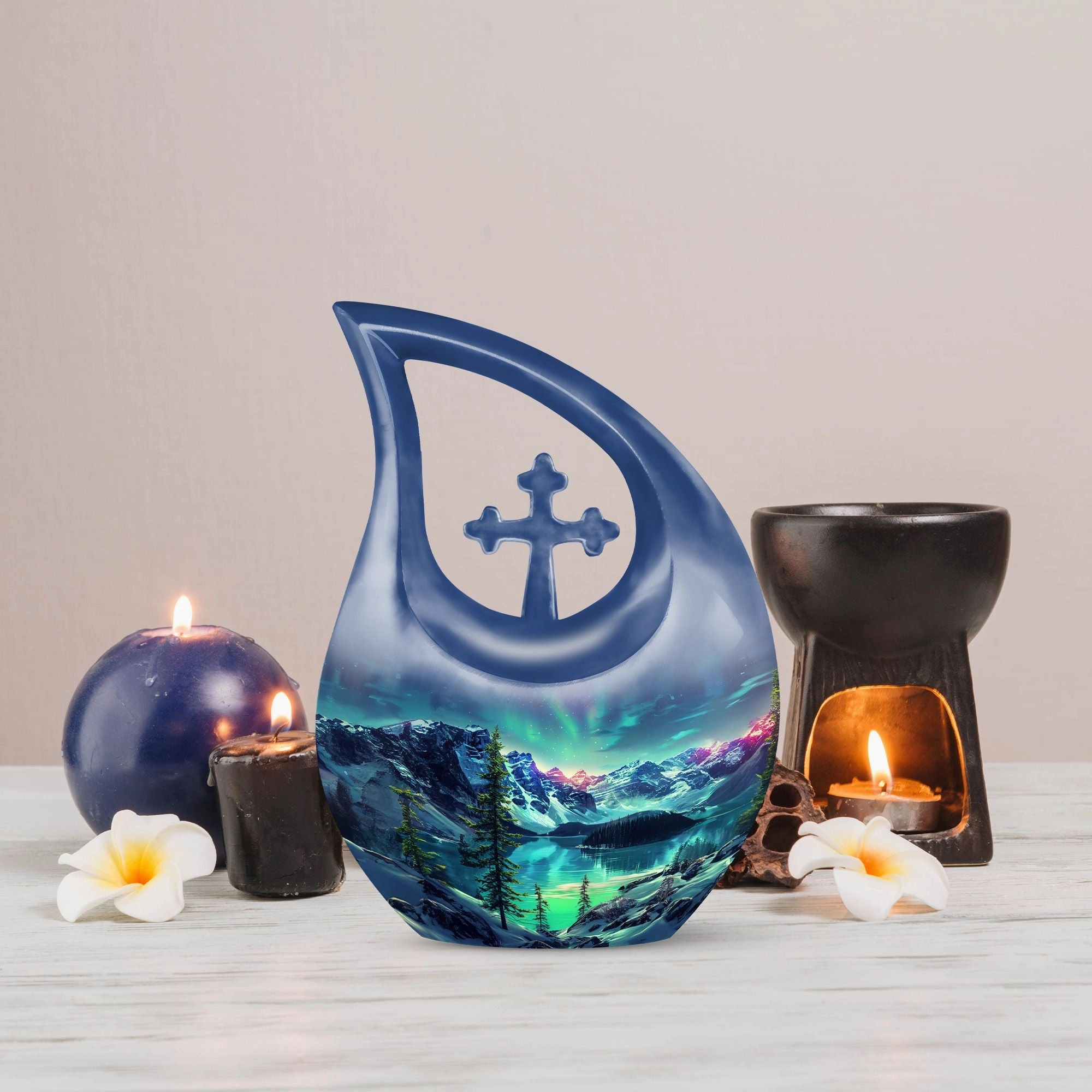 Aurora Borealis Urn: Large and Durable Memorial Urn