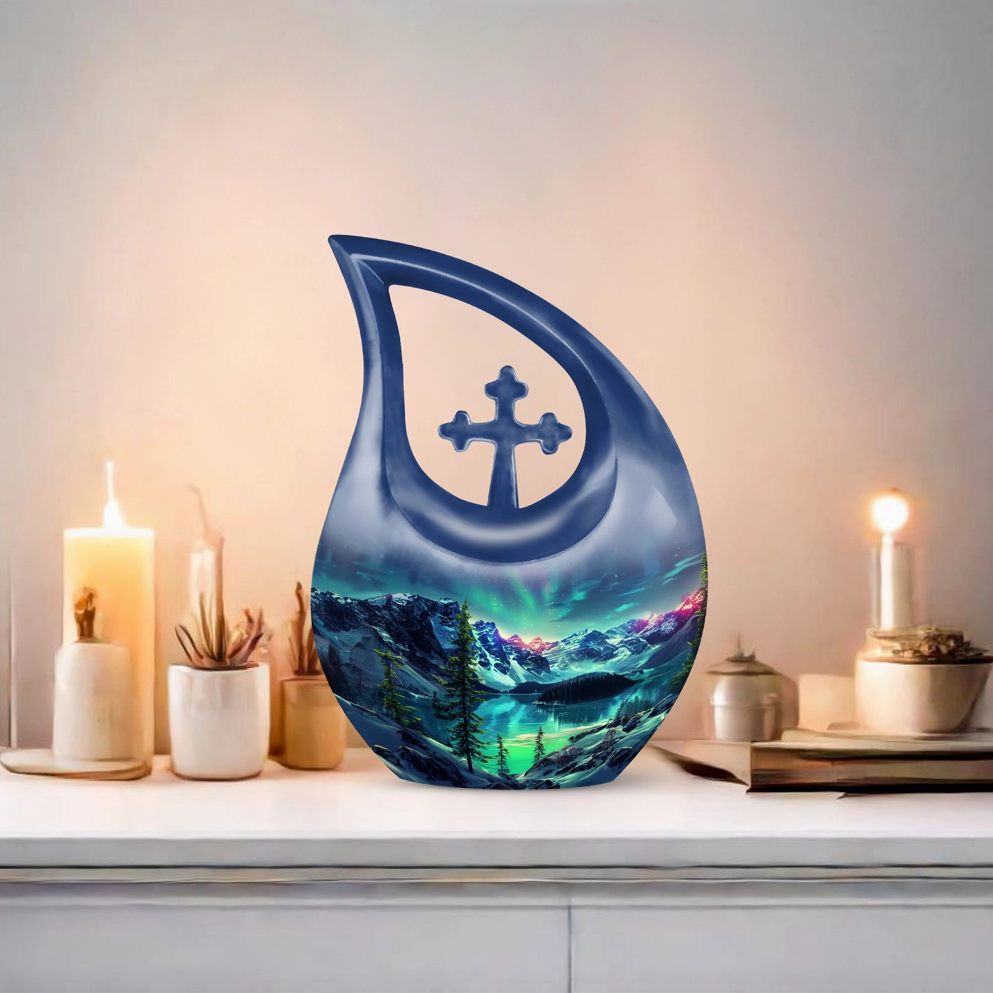Aurora Borealis Urn: Large and Durable Memorial Urn