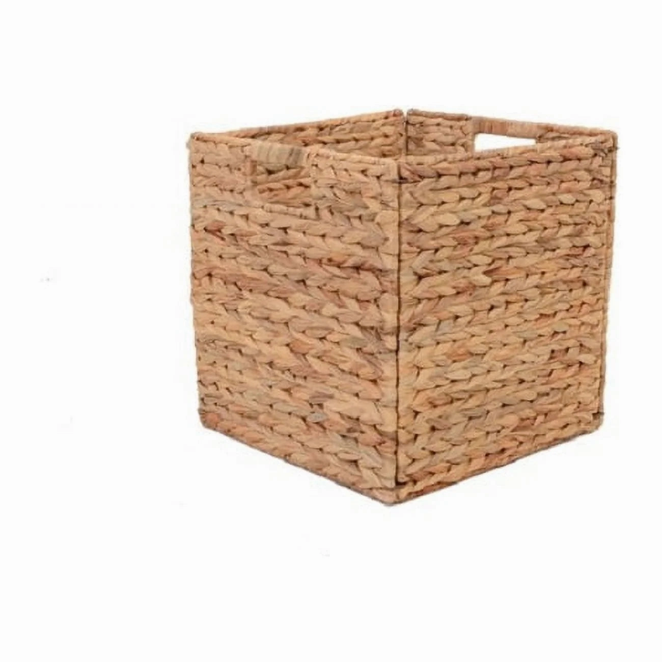 Better Homes & Gardens 11.8 inch Natrual Water Hyacinth Foldable Cube Baskets, Set of 4 - Lightweight & Durable