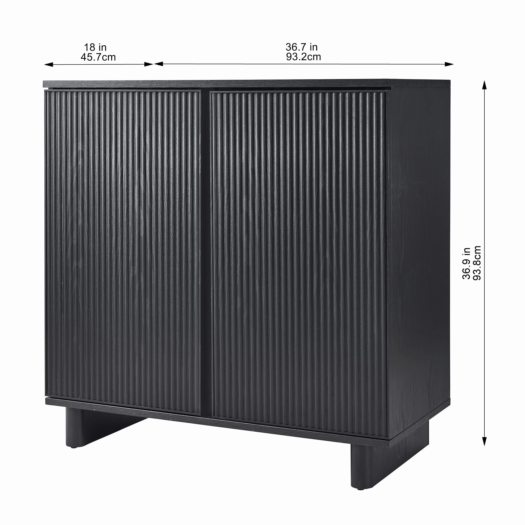 Better Homes & Gardens BHS436249972034 Lillian Fluted Bar Cabinet, Rich Black Finish