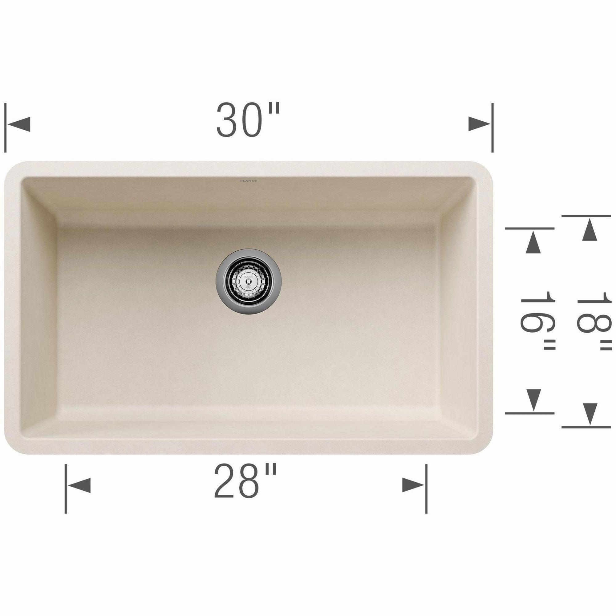 Blanco 442533 Precis 30 Inch Undermount Single Basin Silgranit Kitchen Sink - White