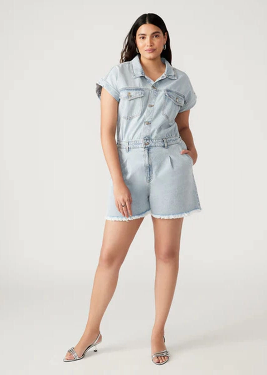 Calliope Romper - Stone Wash Blue