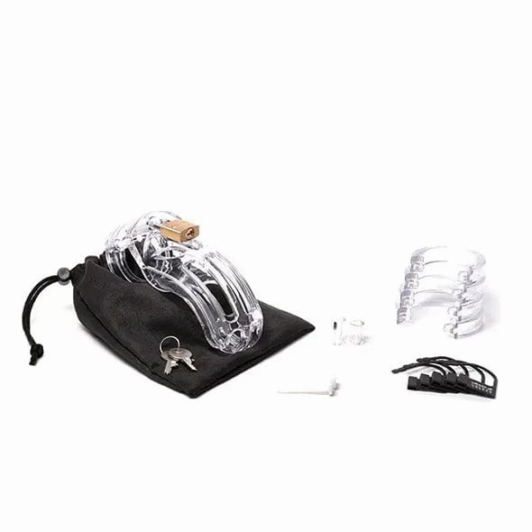 CBX - The Curve 3 3/4" Curved Cock Cage and Lock Chastity Set