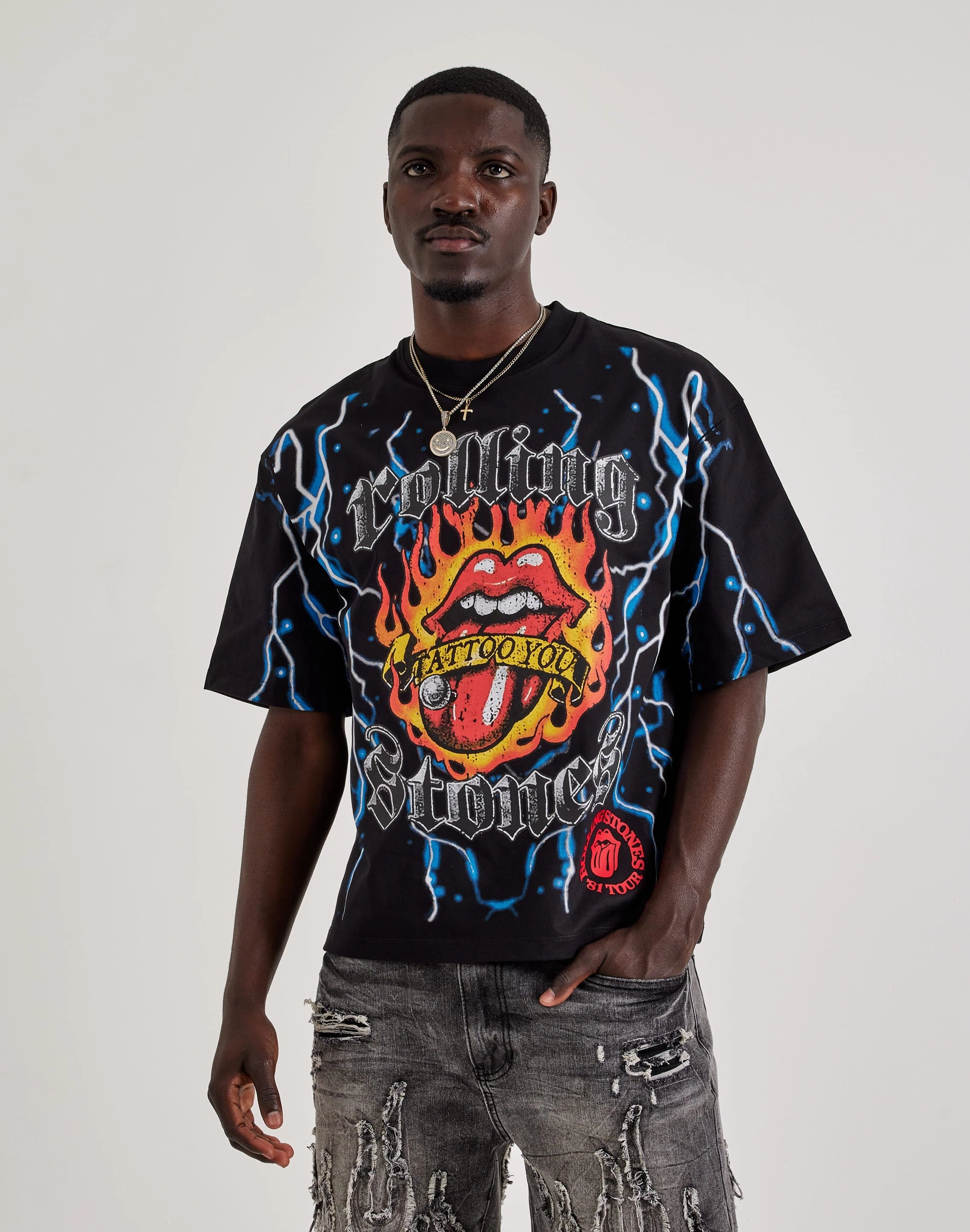 Central Mills Rolling Stones Tattoo You Cropped Tee