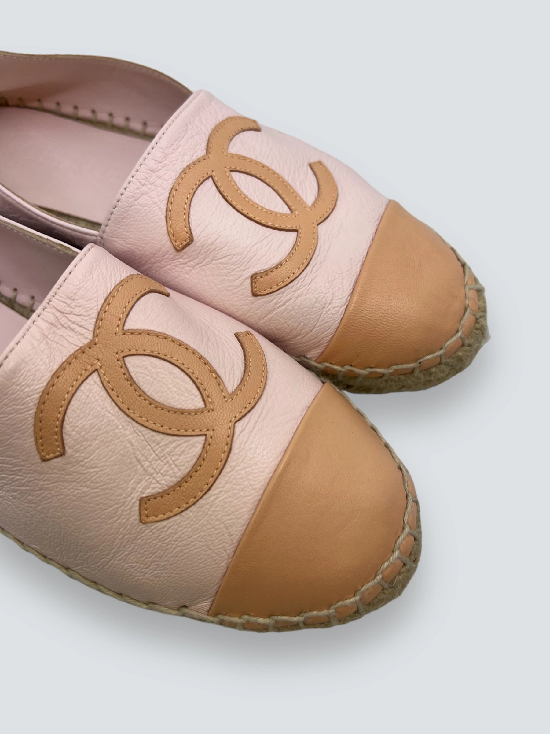 Chanel Pink Leather CC Flats - Size UK 4