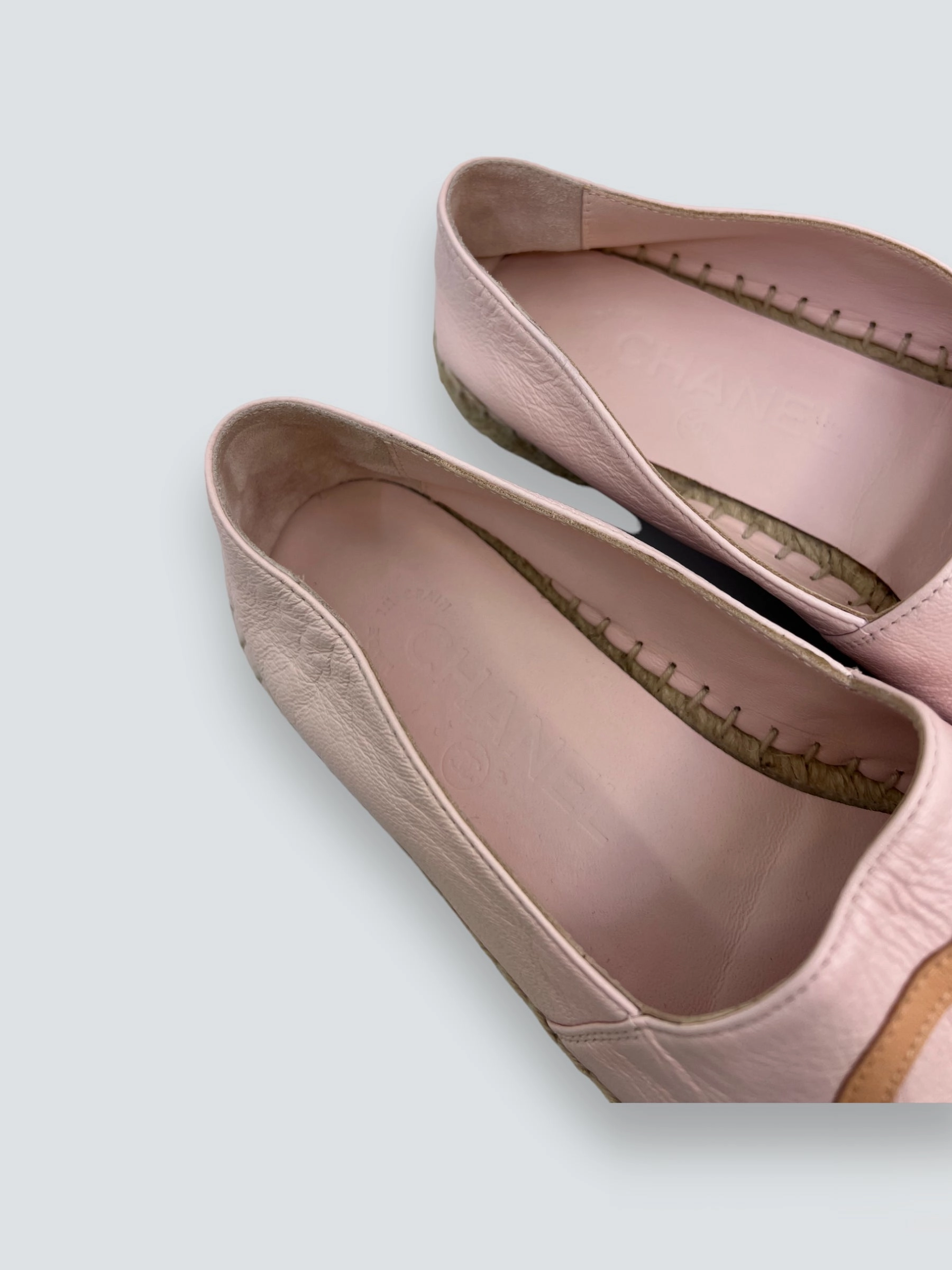 Chanel Pink Leather CC Flats - Size UK 4