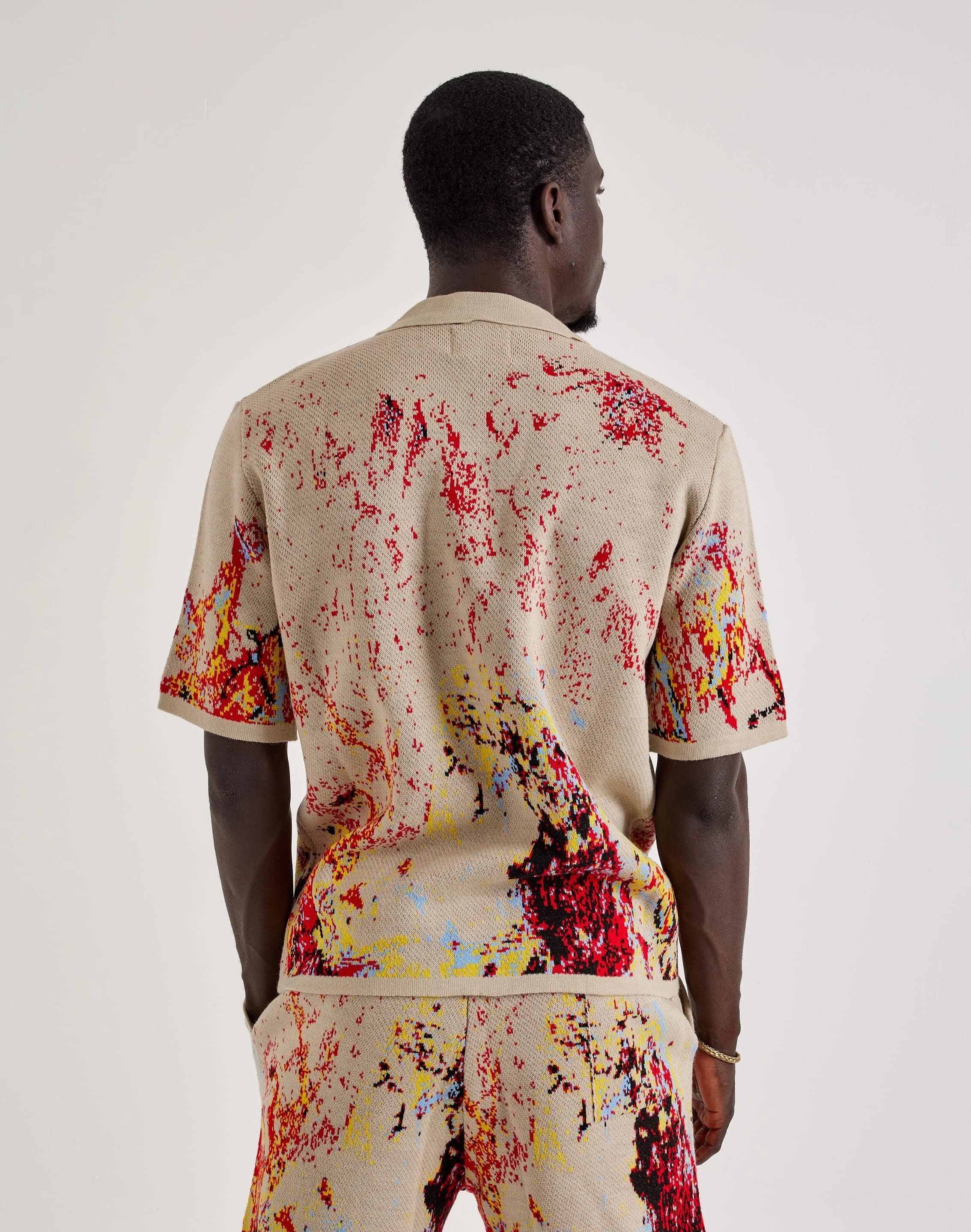 Chapter By Kohli Heart Paint Splatter Knit Button Shirt