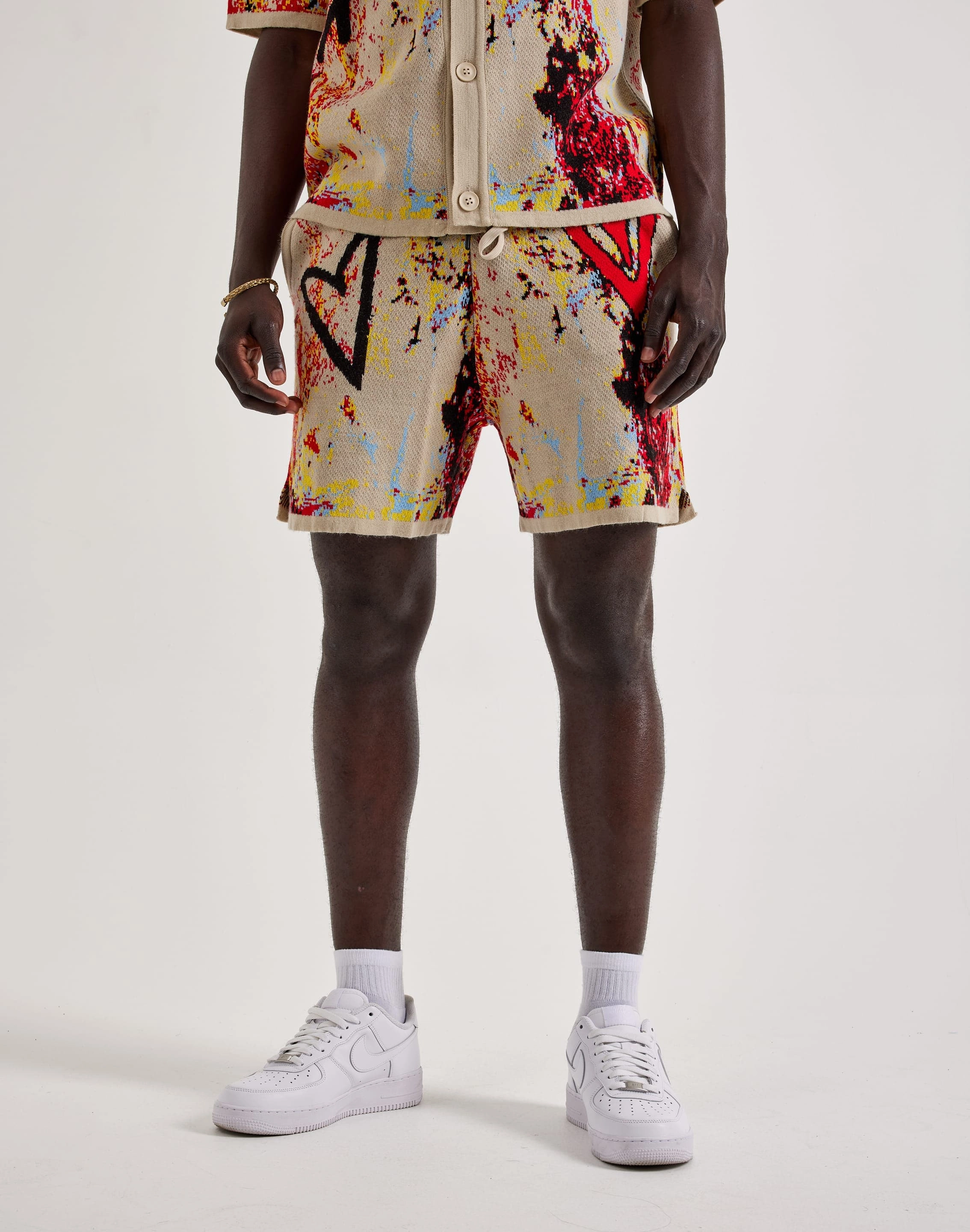 Chapter By Kohli Heart Paint Splatter Knit Shorts