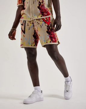 Chapter By Kohli Heart Paint Splatter Knit Shorts
