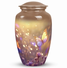 Colorful Flying Butterflies Large Cremation Urn For Ashes - Memorial Urn