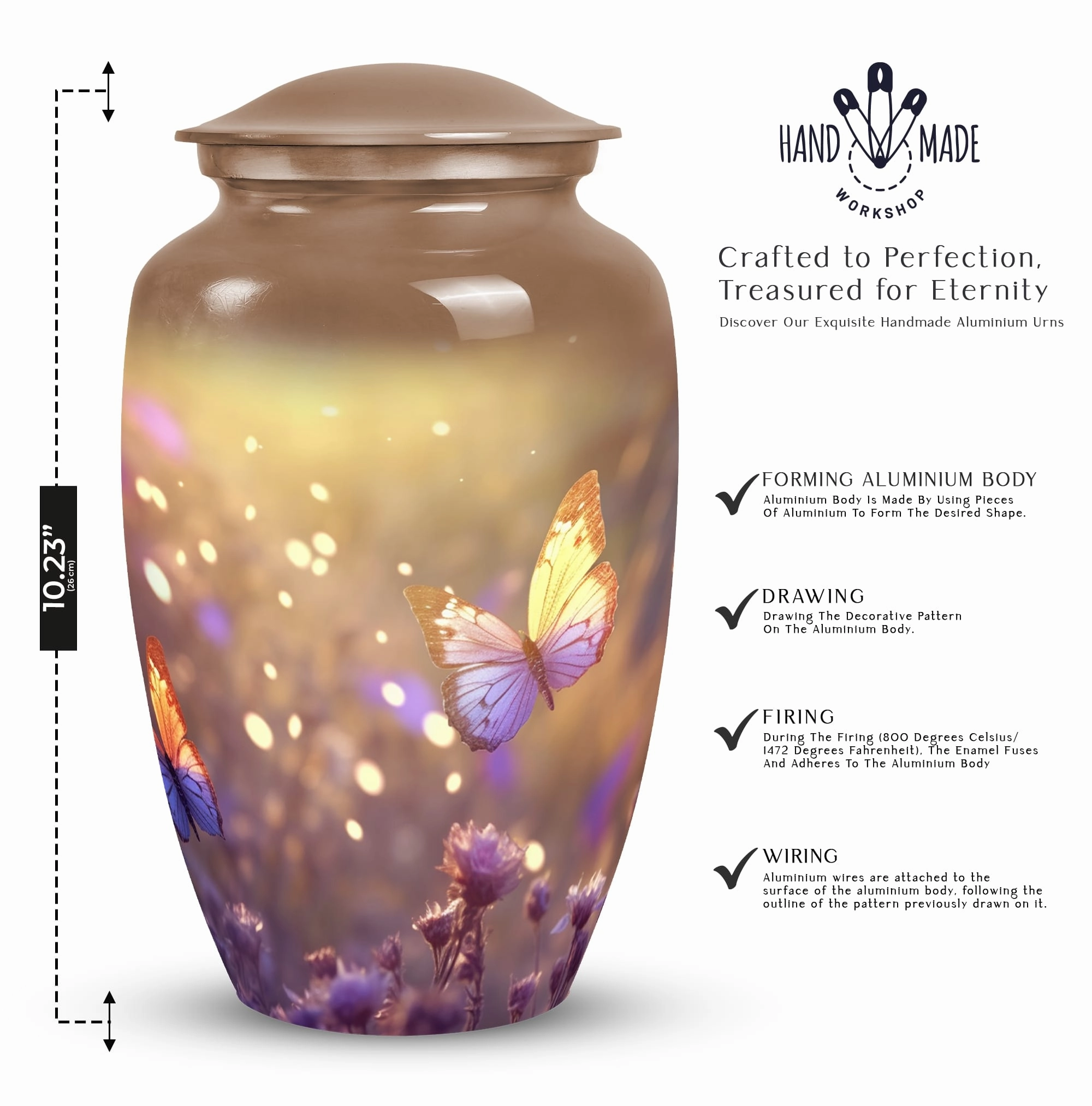 Colorful Flying Butterflies Large Cremation Urn For Ashes - Memorial Urn