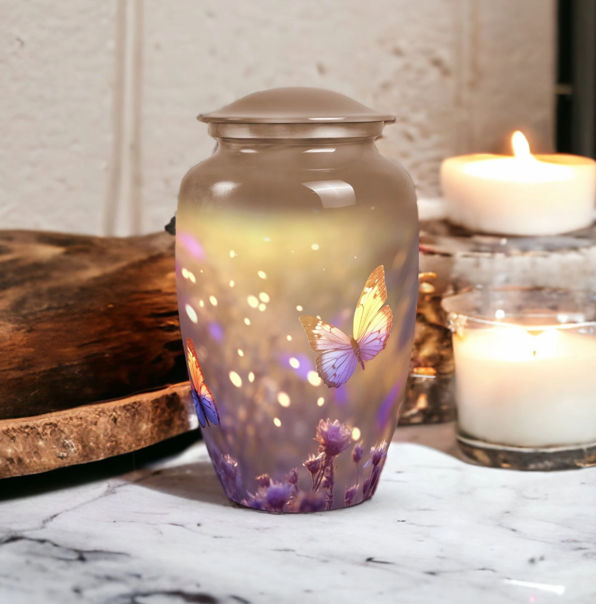 Colorful Flying Butterflies Large Cremation Urn For Ashes - Memorial Urn