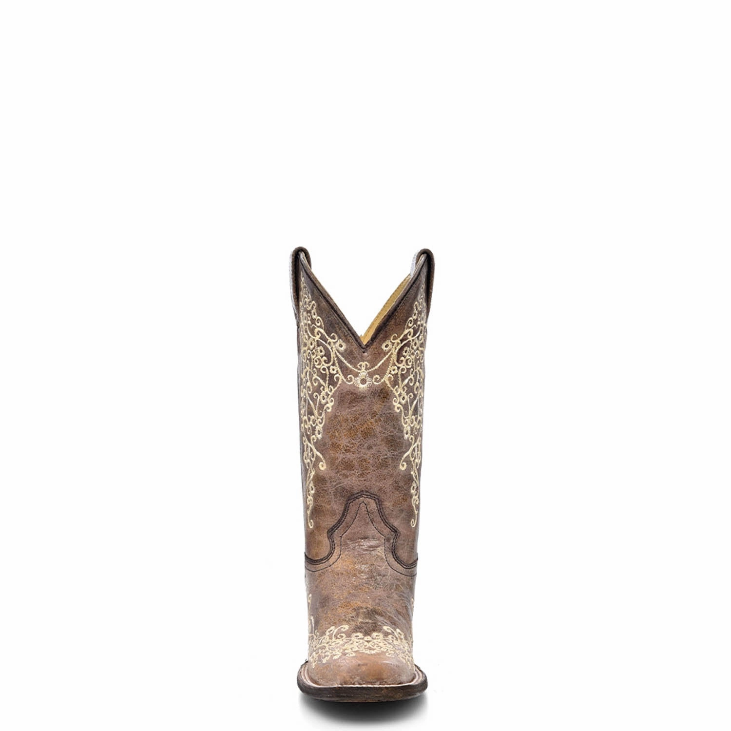 Corral Ladies Embroidery Brown Cowhide Leather Cowgirl Boots