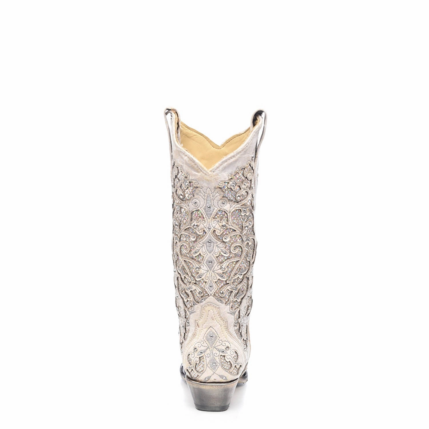 Corral Ladies Inlay White Cowhide Leather Cowgirl Boots