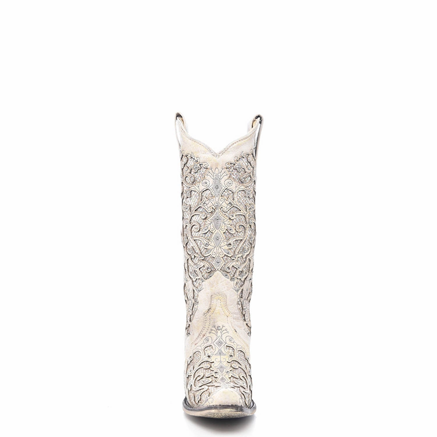 Corral Ladies Inlay White Cowhide Leather Cowgirl Boots