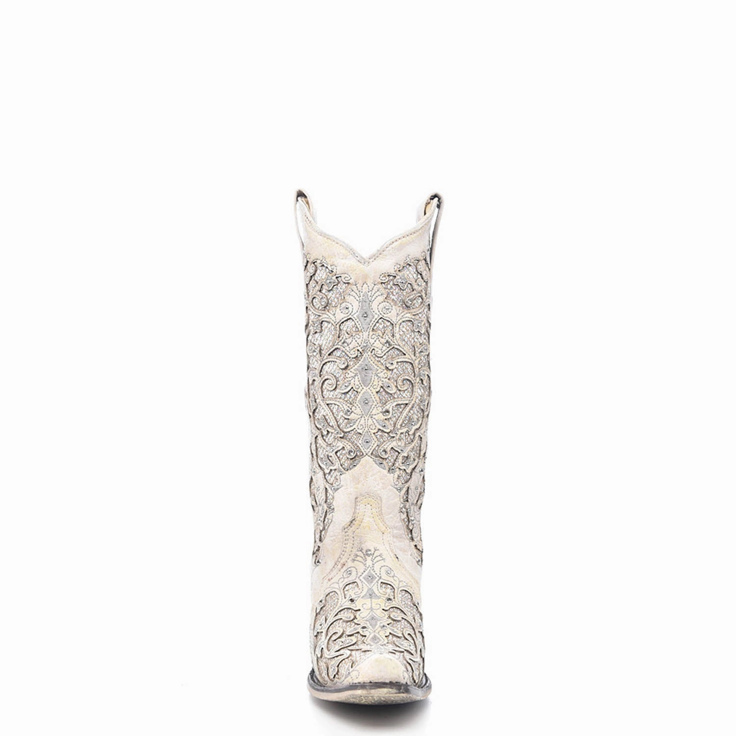 Corral Ladies Inlay White Cowhide Leather Cowgirl Boots