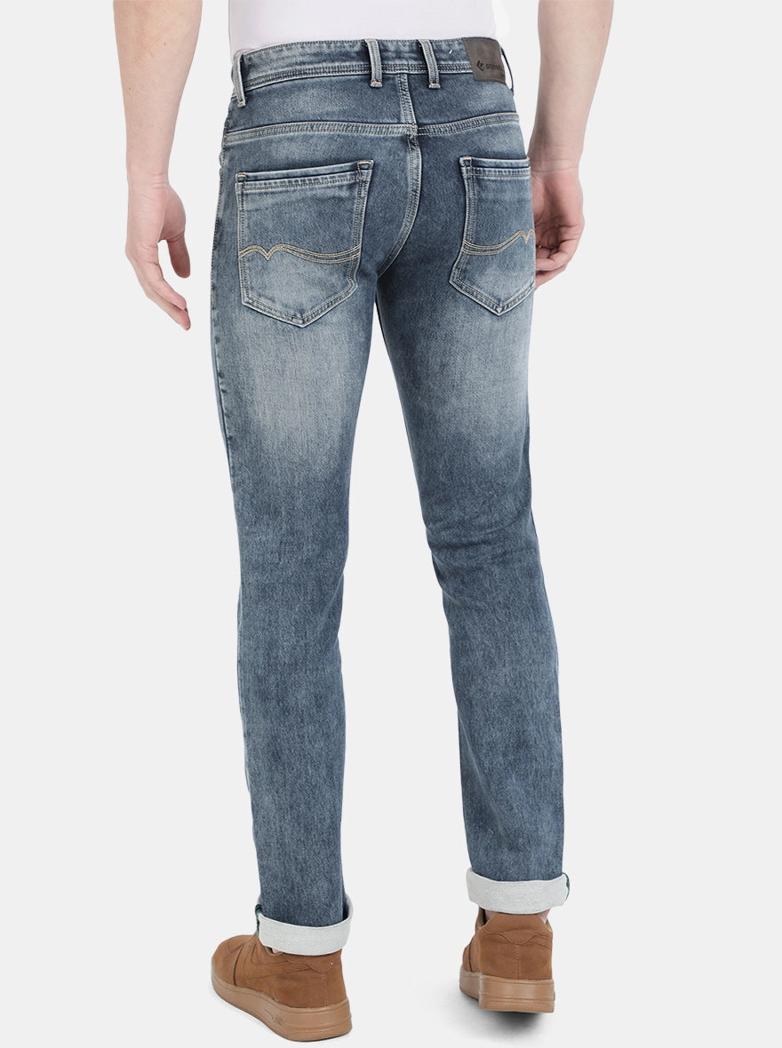 Denim Blue Washed Narrow Fit Jeans | Greenfibre