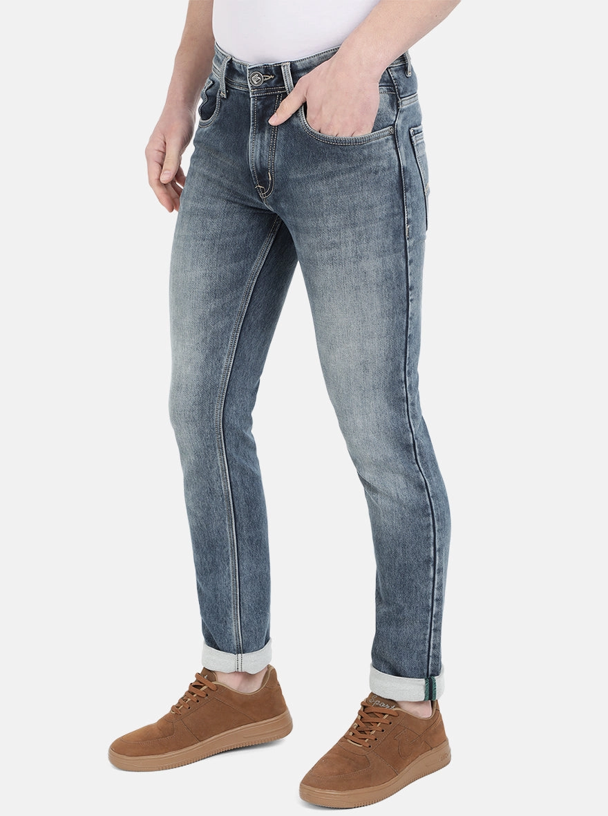 Denim Blue Washed Narrow Fit Jeans | Greenfibre