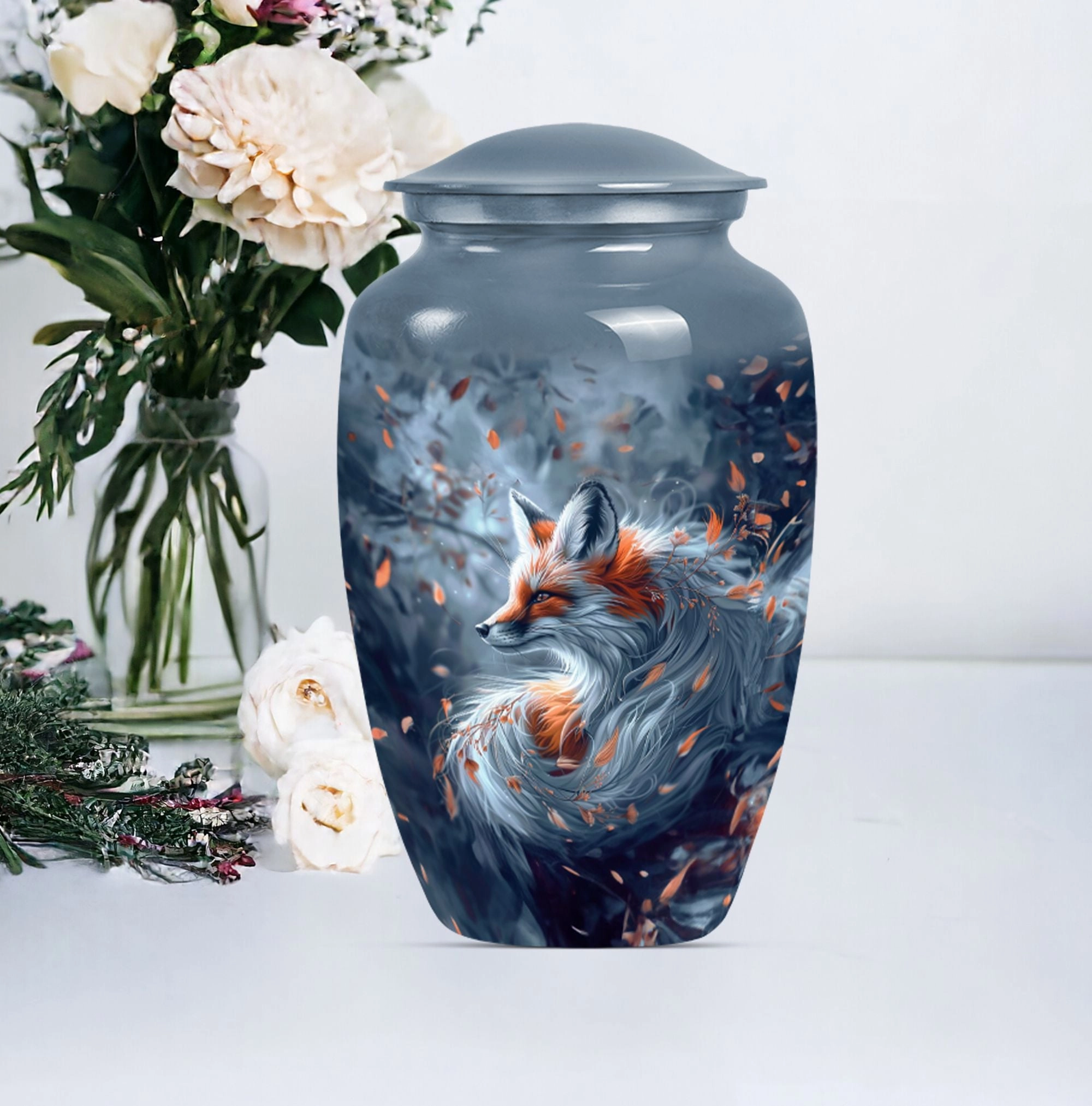 Elegant Fox Remembrance Urn: Container For Cremated Human Ashes