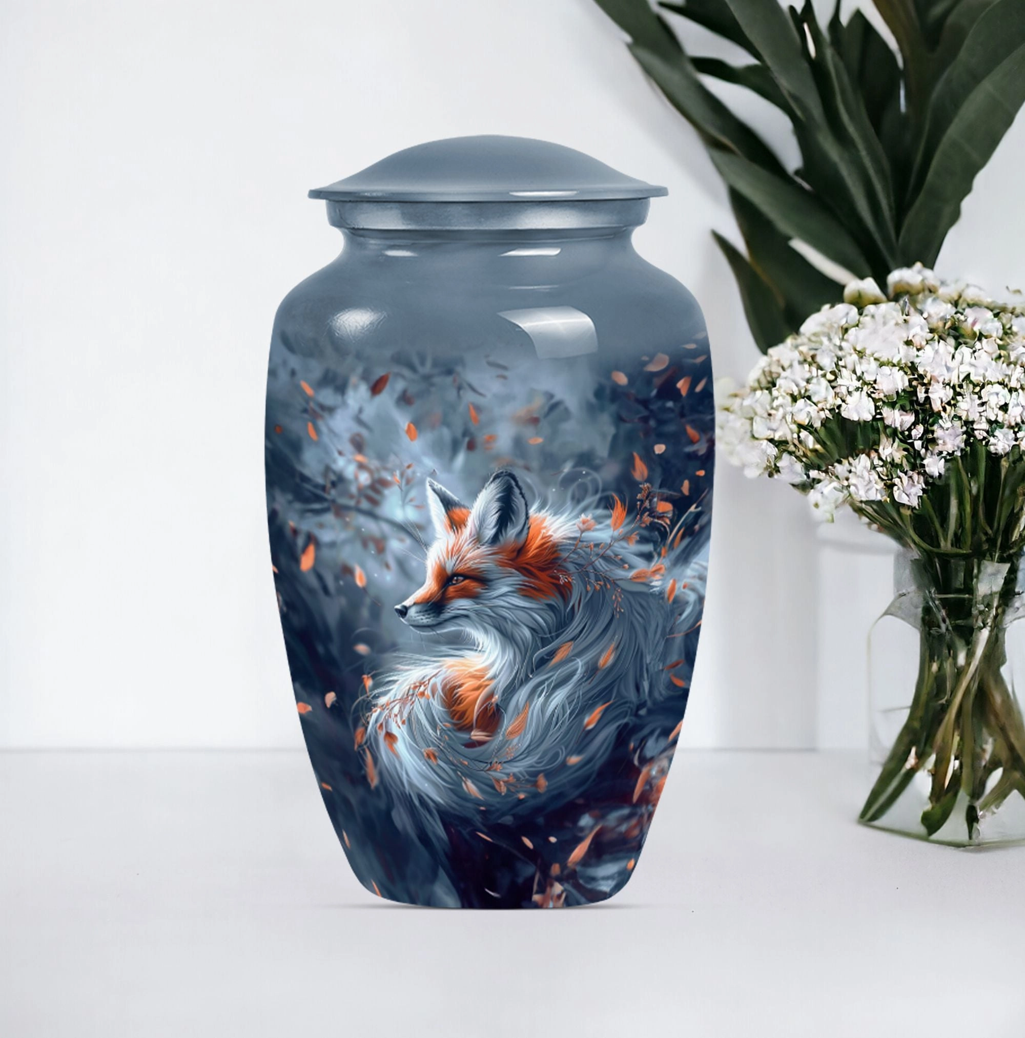Elegant Fox Remembrance Urn: Container For Cremated Human Ashes