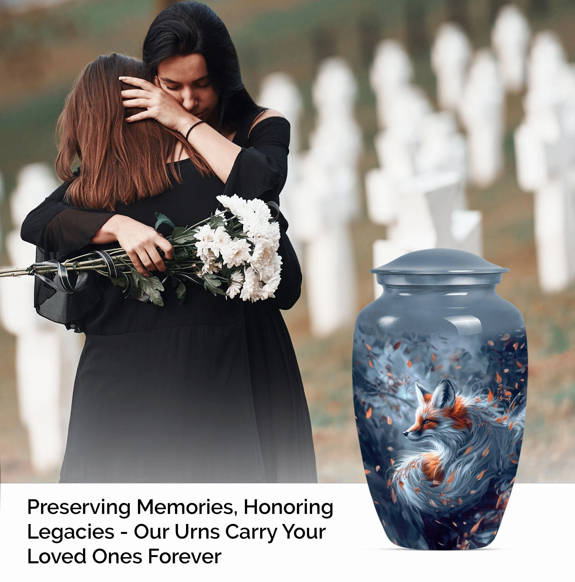 Elegant Fox Remembrance Urn: Container For Cremated Human Ashes