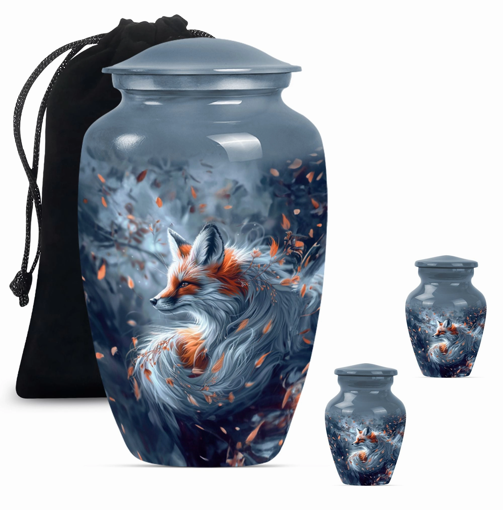 Elegant Fox Remembrance Urn: Container For Cremated Human Ashes