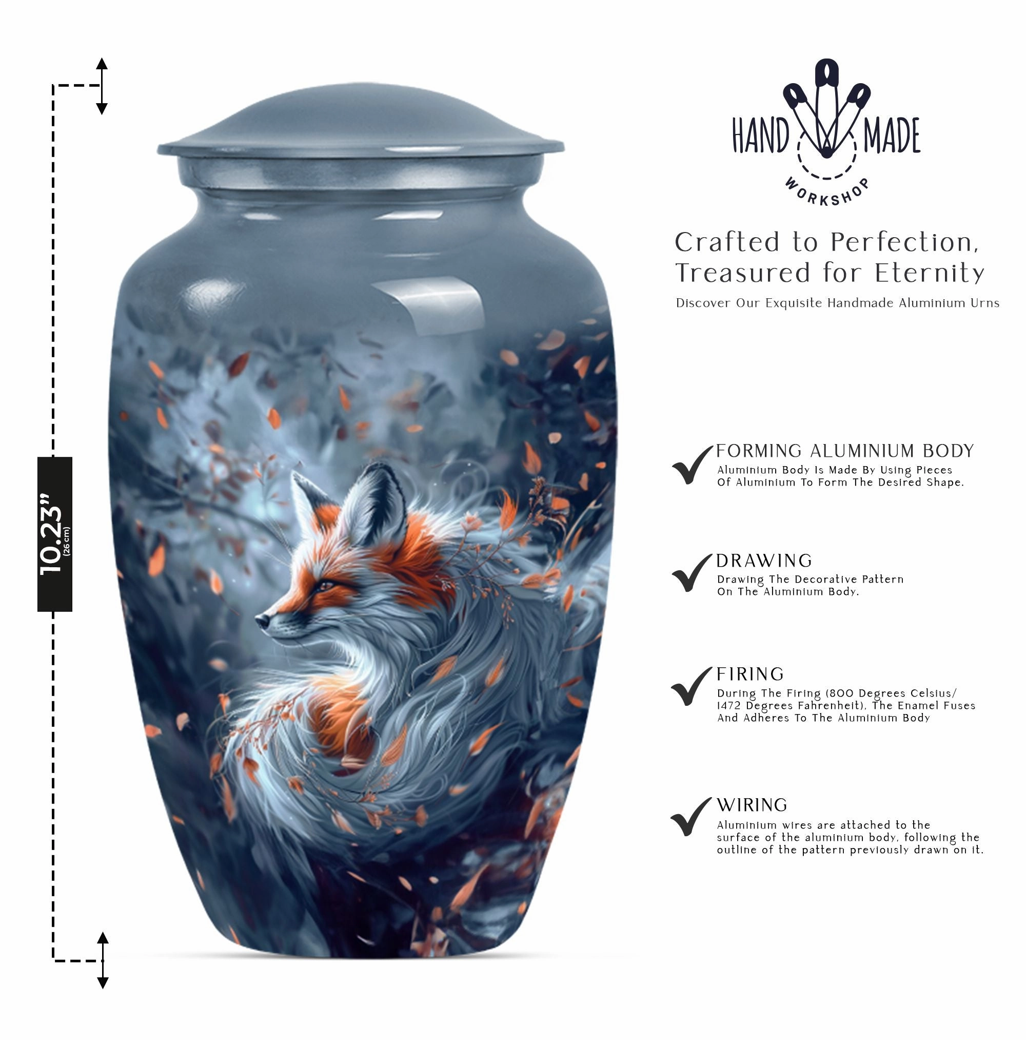 Elegant Fox Remembrance Urn: Container For Cremated Human Ashes