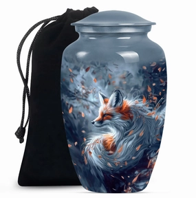 Elegant Fox Remembrance Urn: Container For Cremated Human Ashes