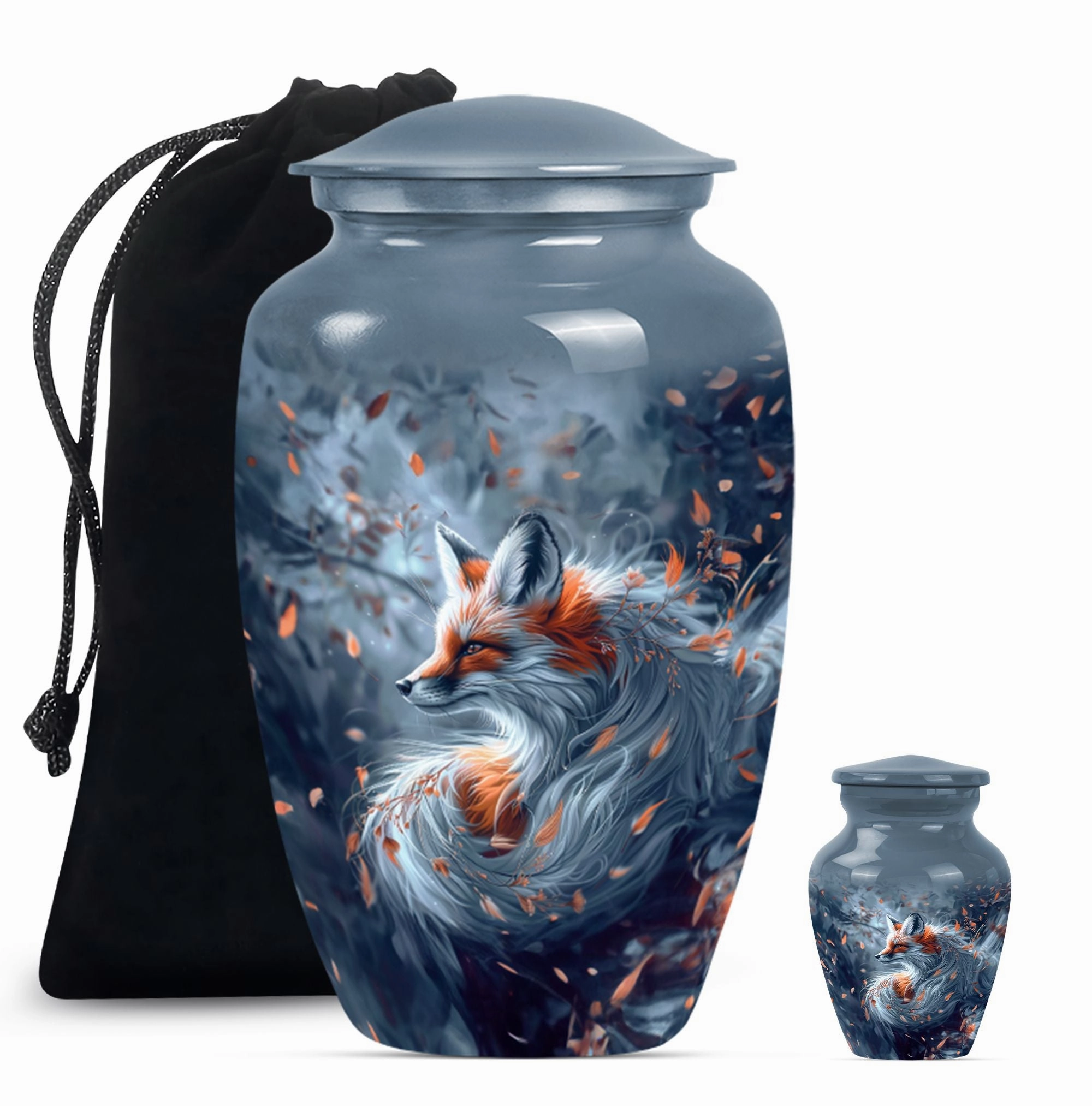 Elegant Fox Remembrance Urn: Container For Cremated Human Ashes