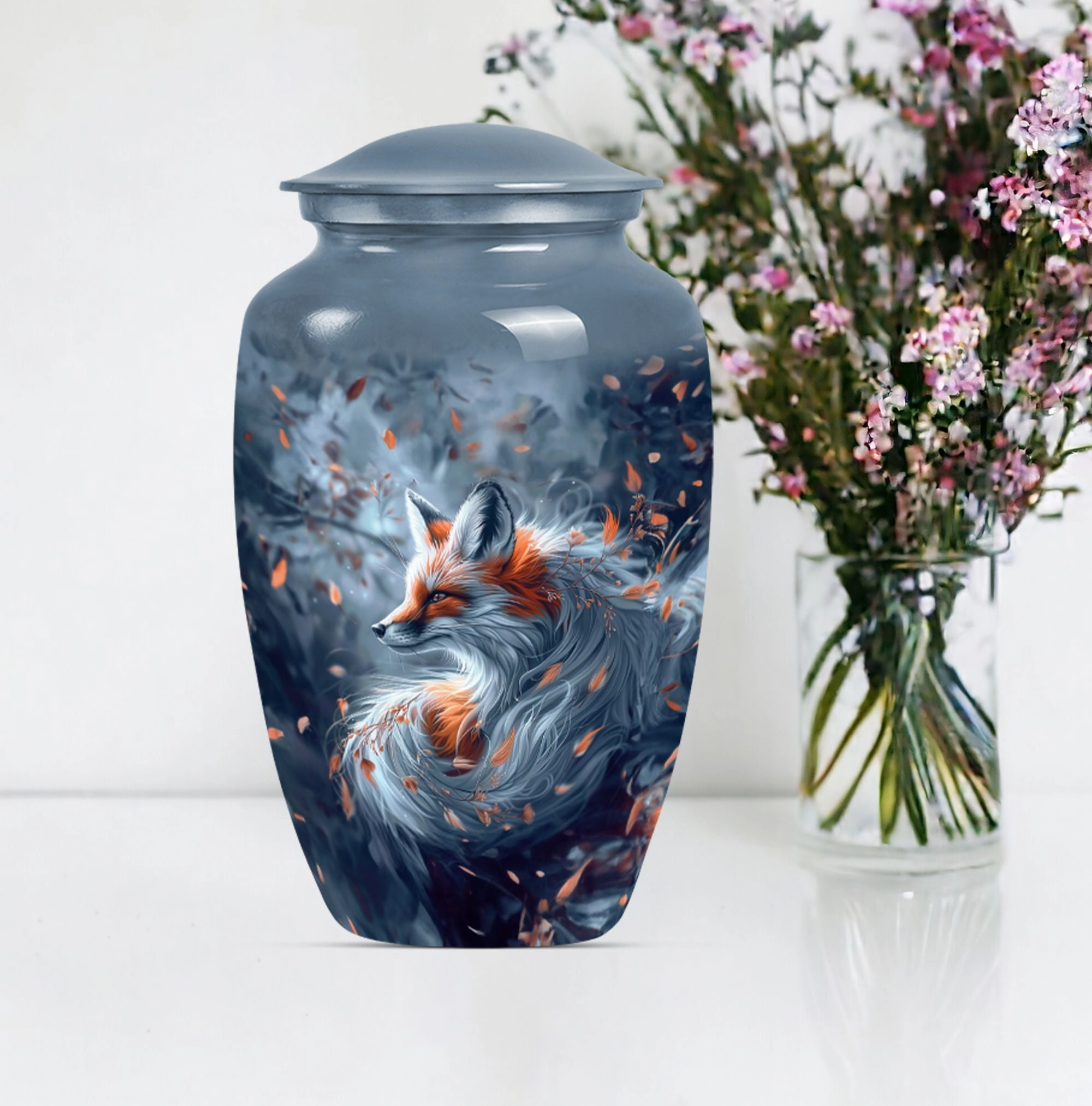 Elegant Fox Remembrance Urn: Container For Cremated Human Ashes