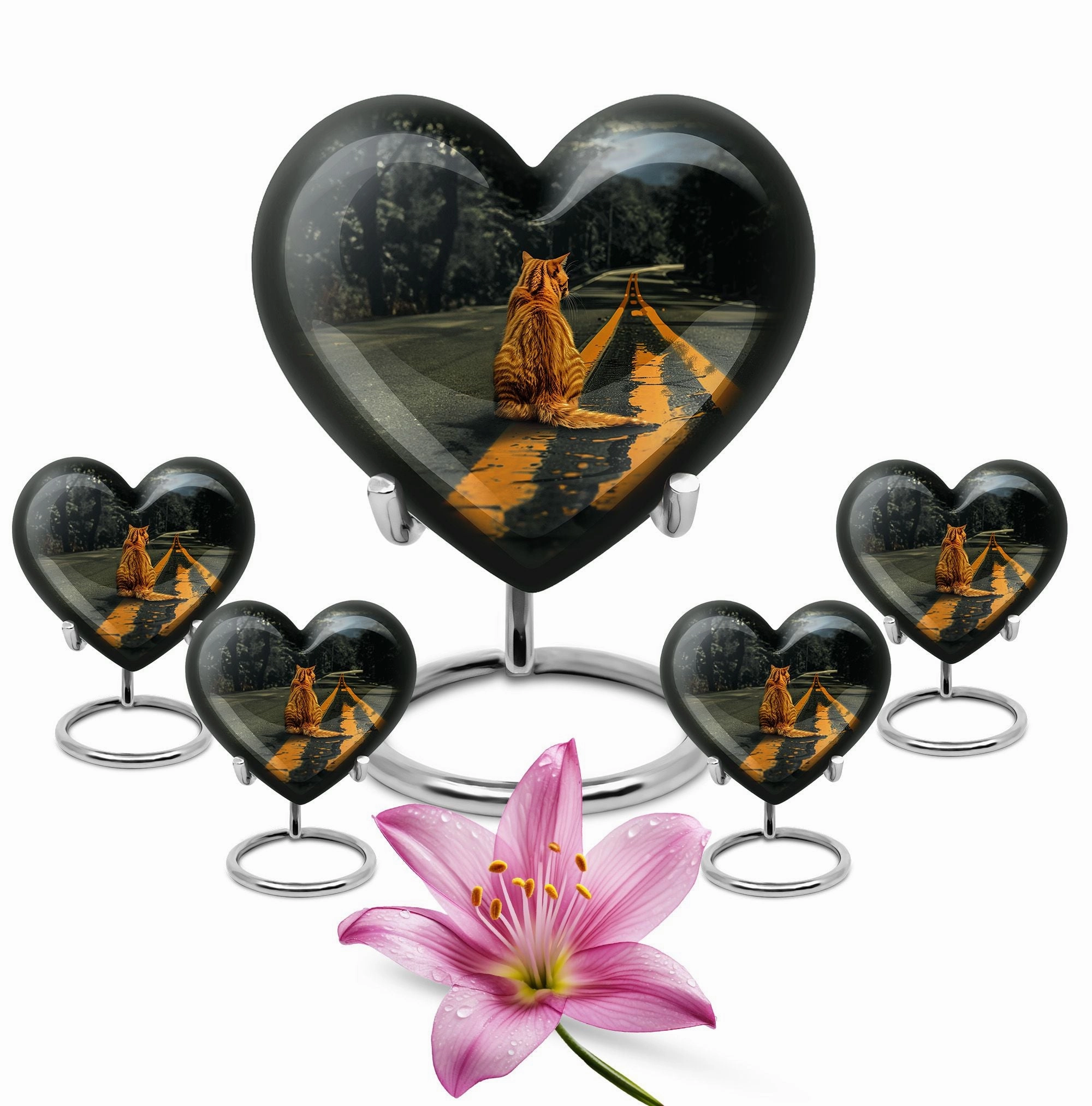 Embracing Harmony Dual Orange Cat Memorial Burial Urn