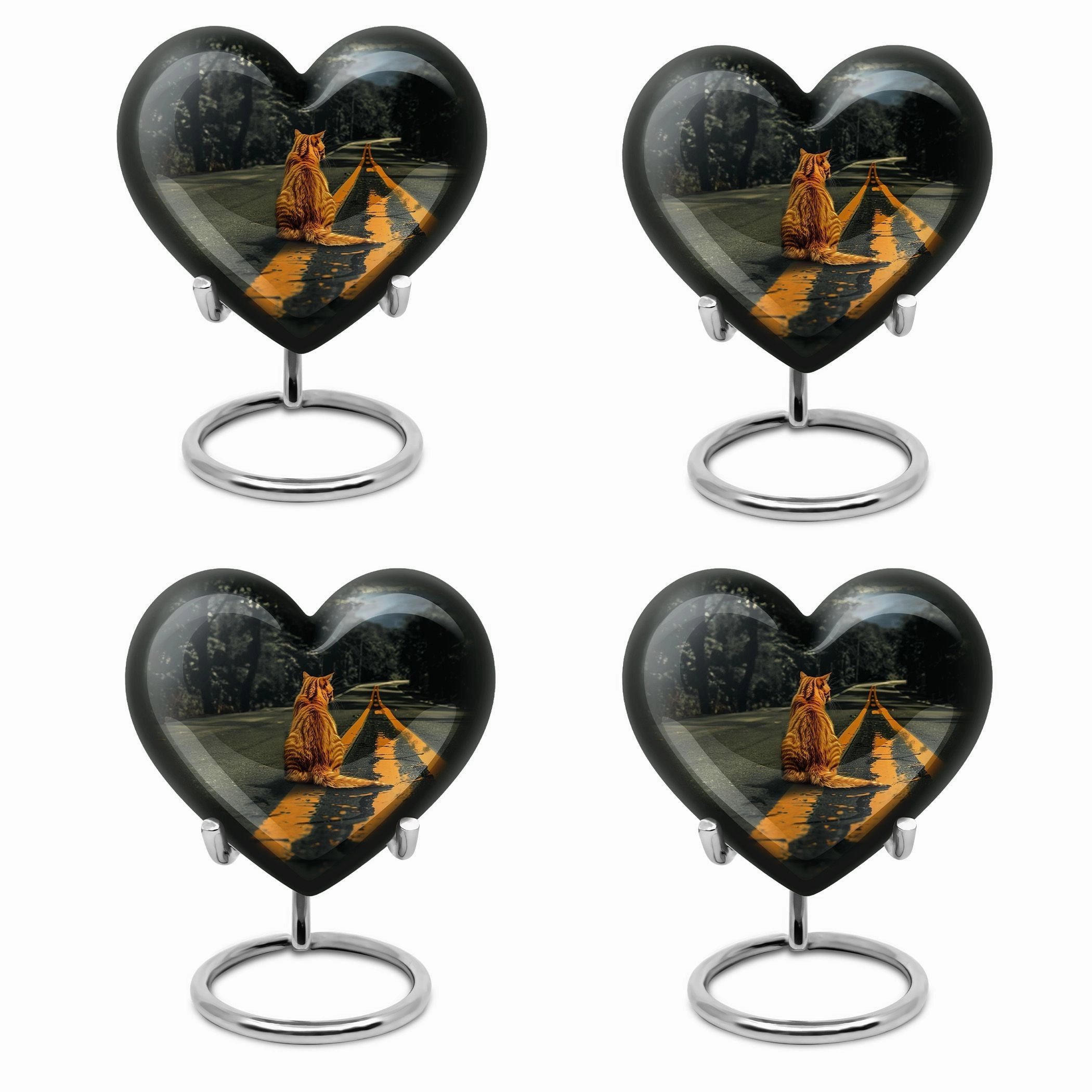 Embracing Harmony Dual Orange Cat Memorial Burial Urn