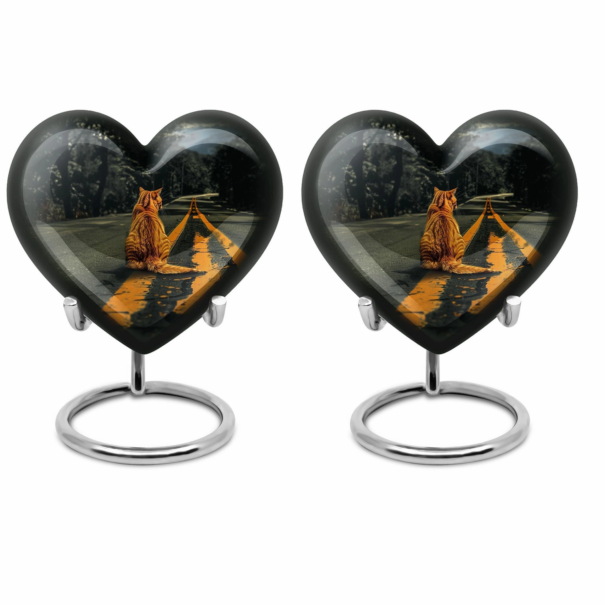 Embracing Harmony Dual Orange Cat Memorial Burial Urn
