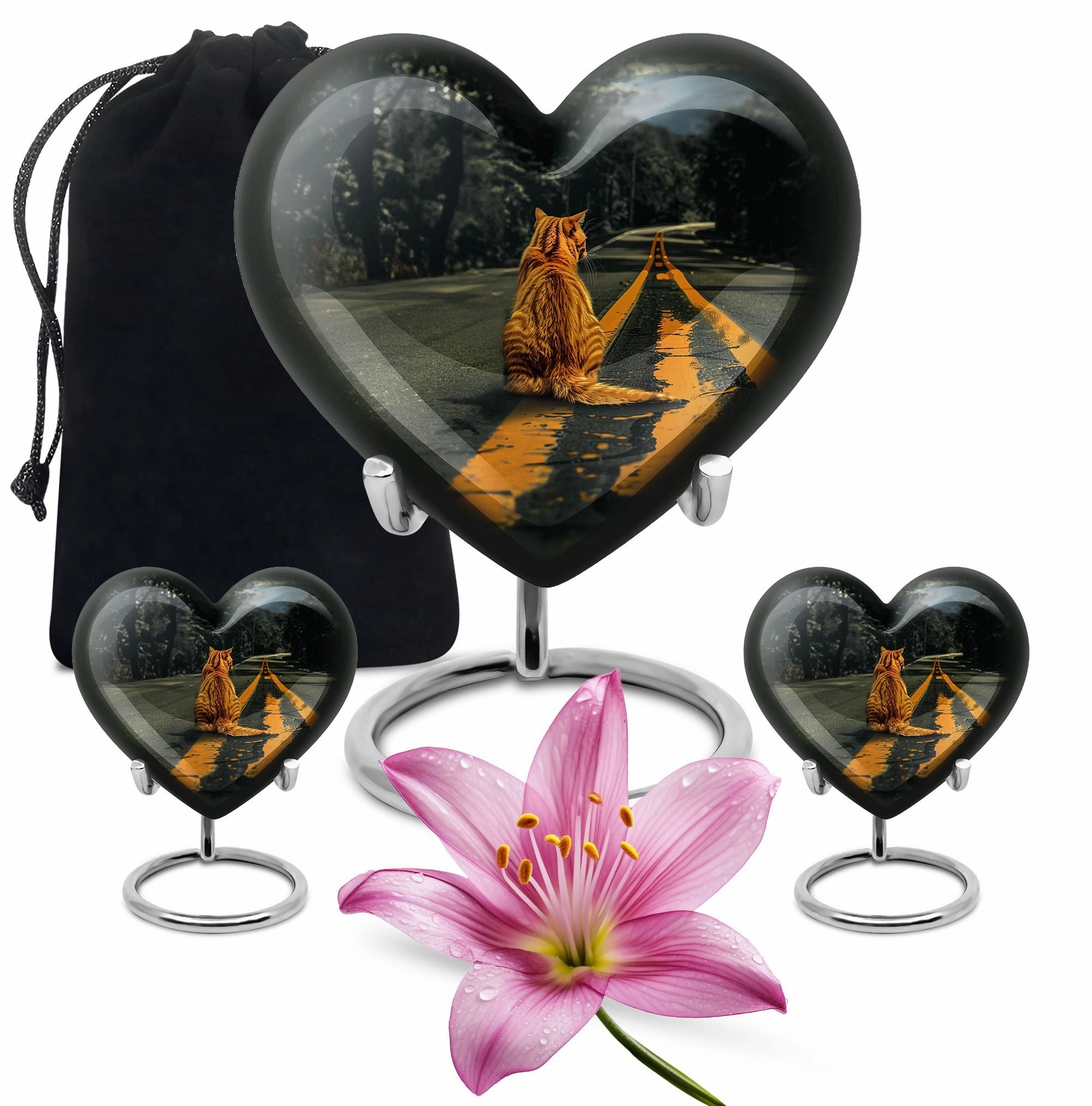 Embracing Harmony Dual Orange Cat Memorial Burial Urn