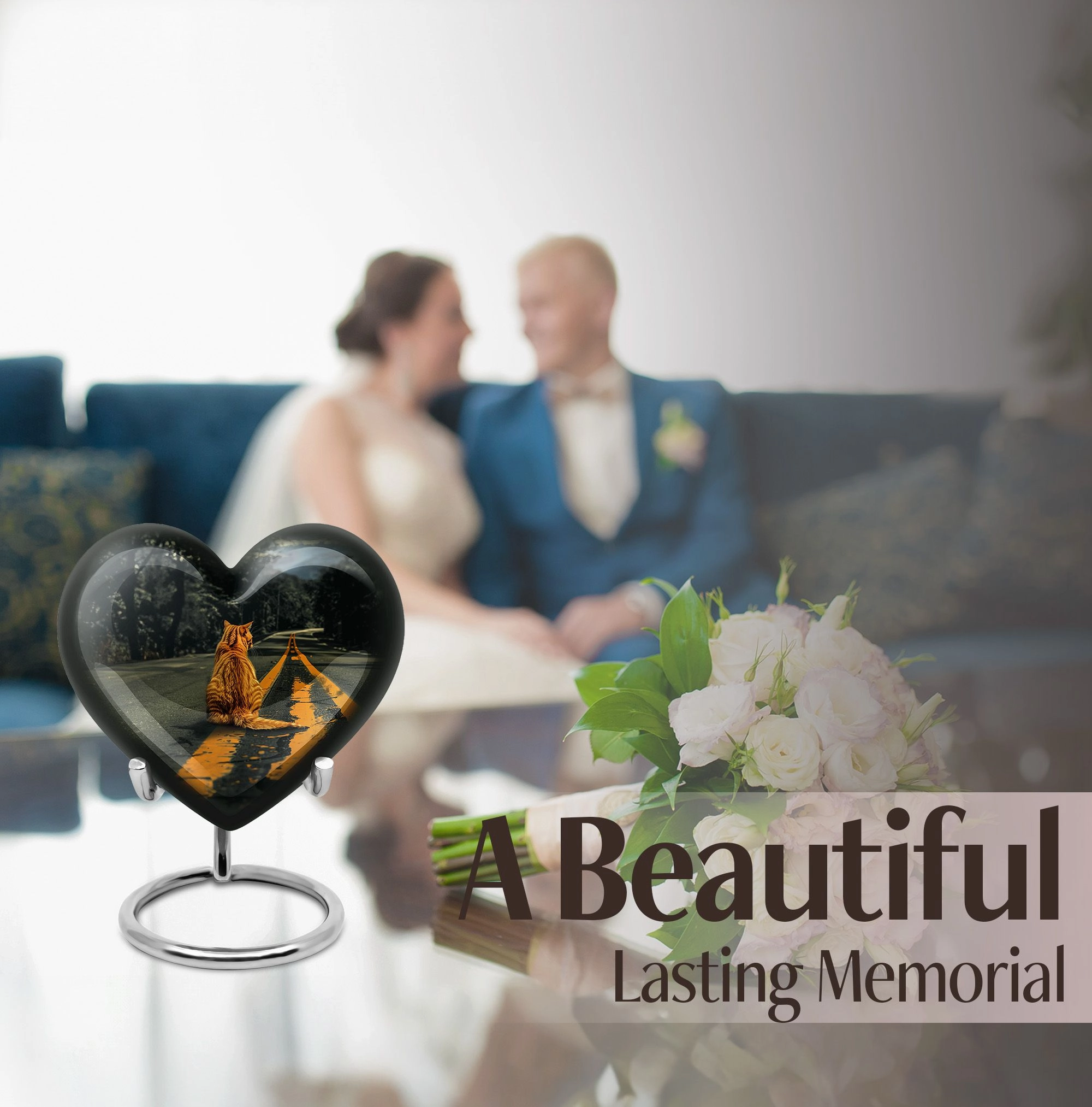 Embracing Harmony Dual Orange Cat Memorial Burial Urn