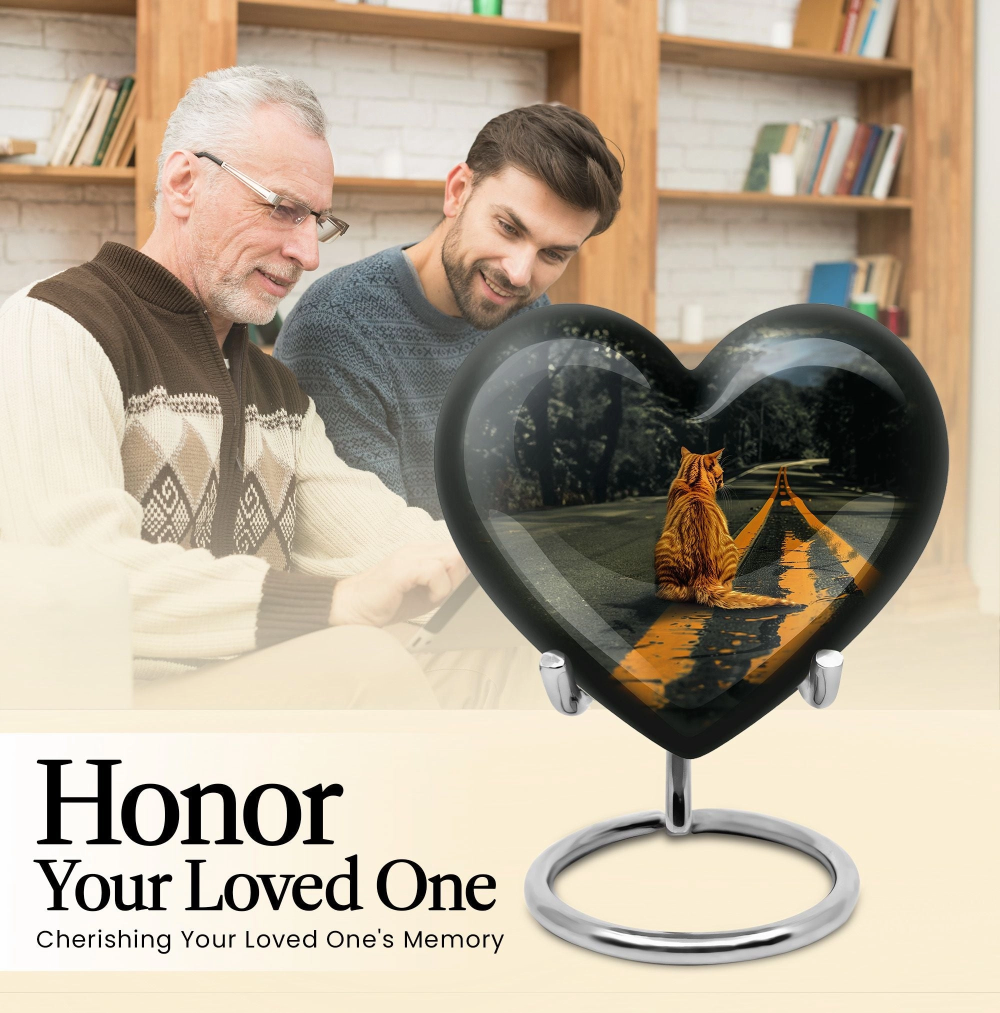 Embracing Harmony Dual Orange Cat Memorial Burial Urn