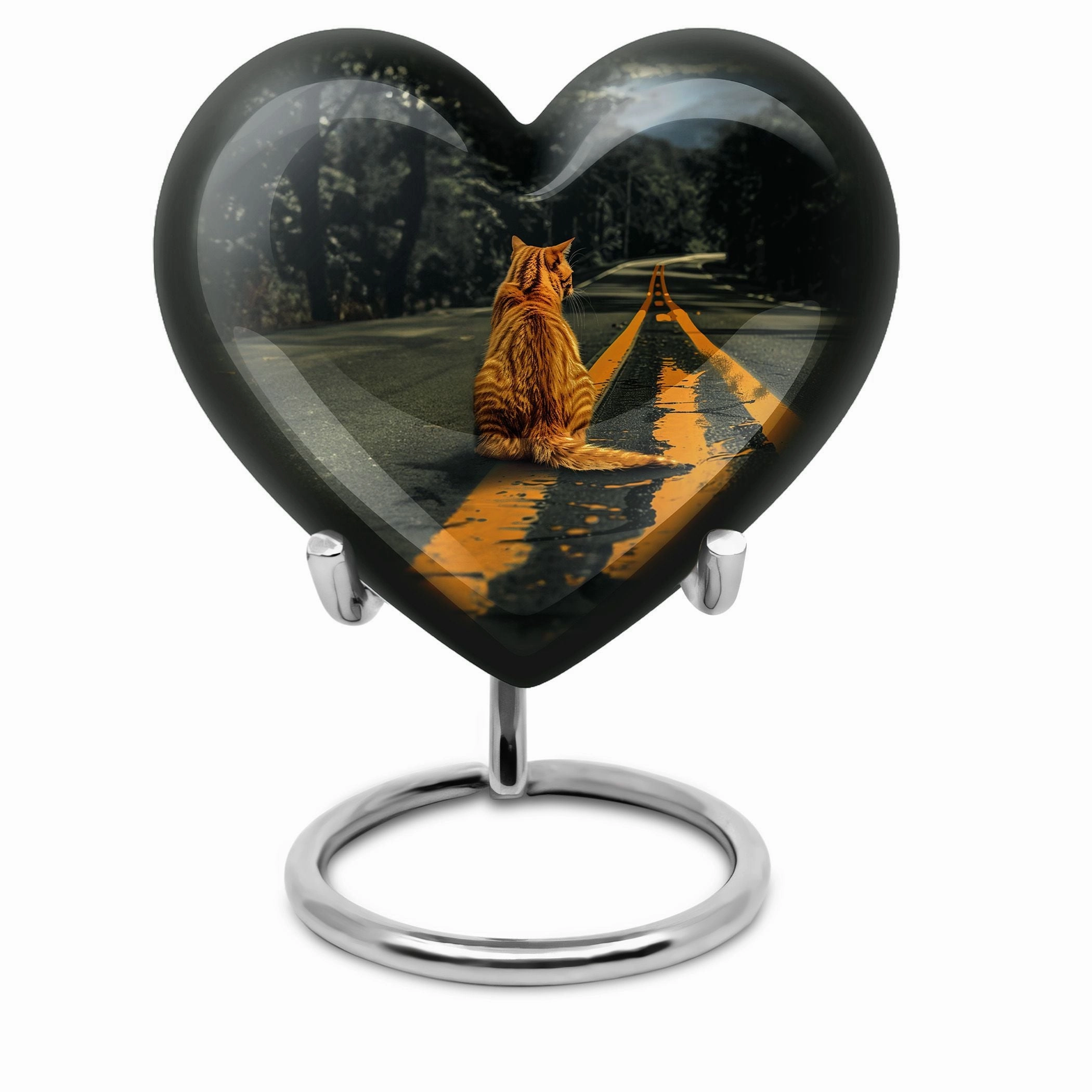 Embracing Harmony Dual Orange Cat Memorial Burial Urn