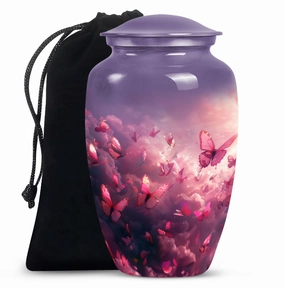 Enchanting Pink Butterfly Tribute: Exquisite Cremation Urn