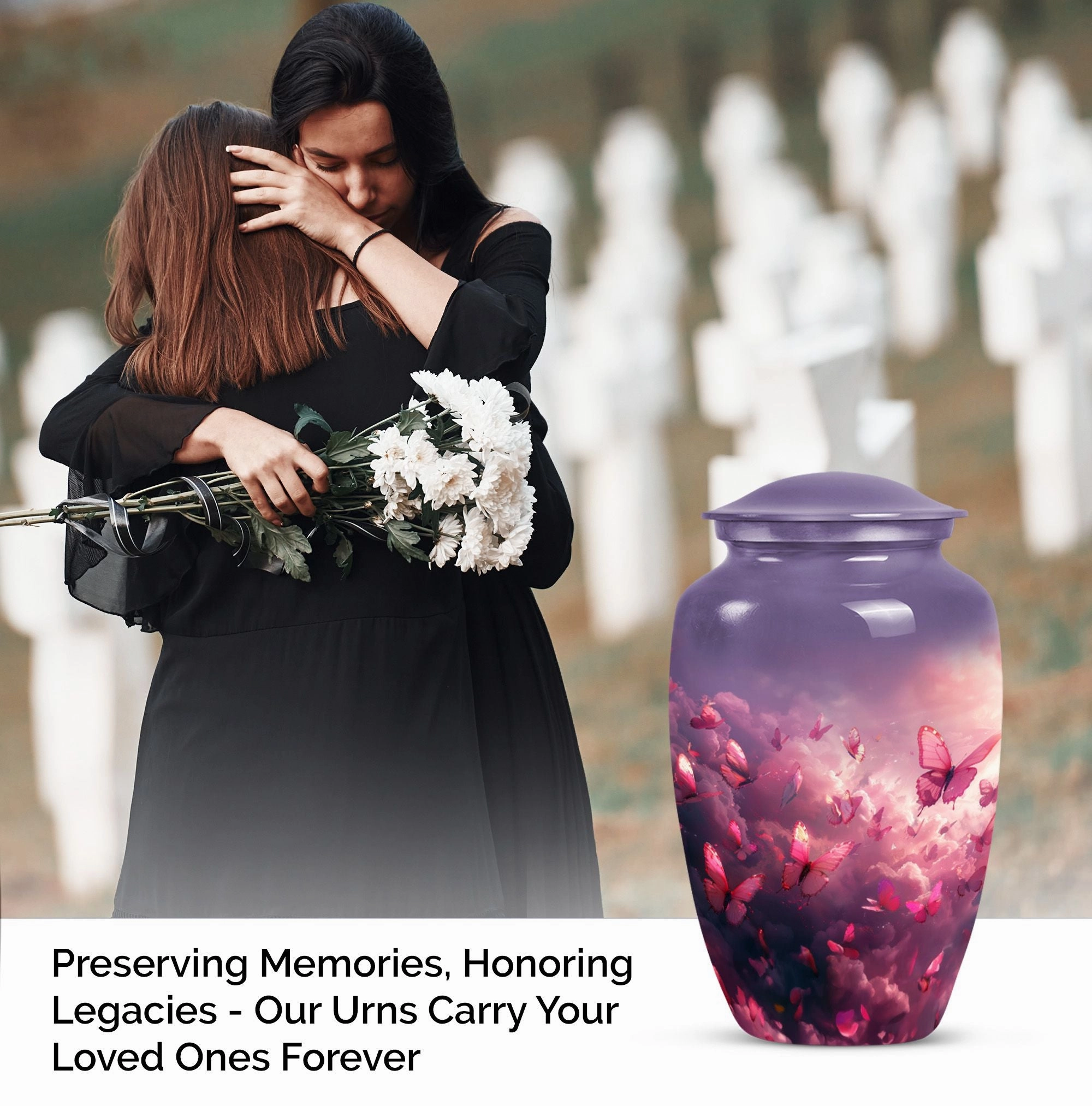 Enchanting Pink Butterfly Tribute: Exquisite Cremation Urn