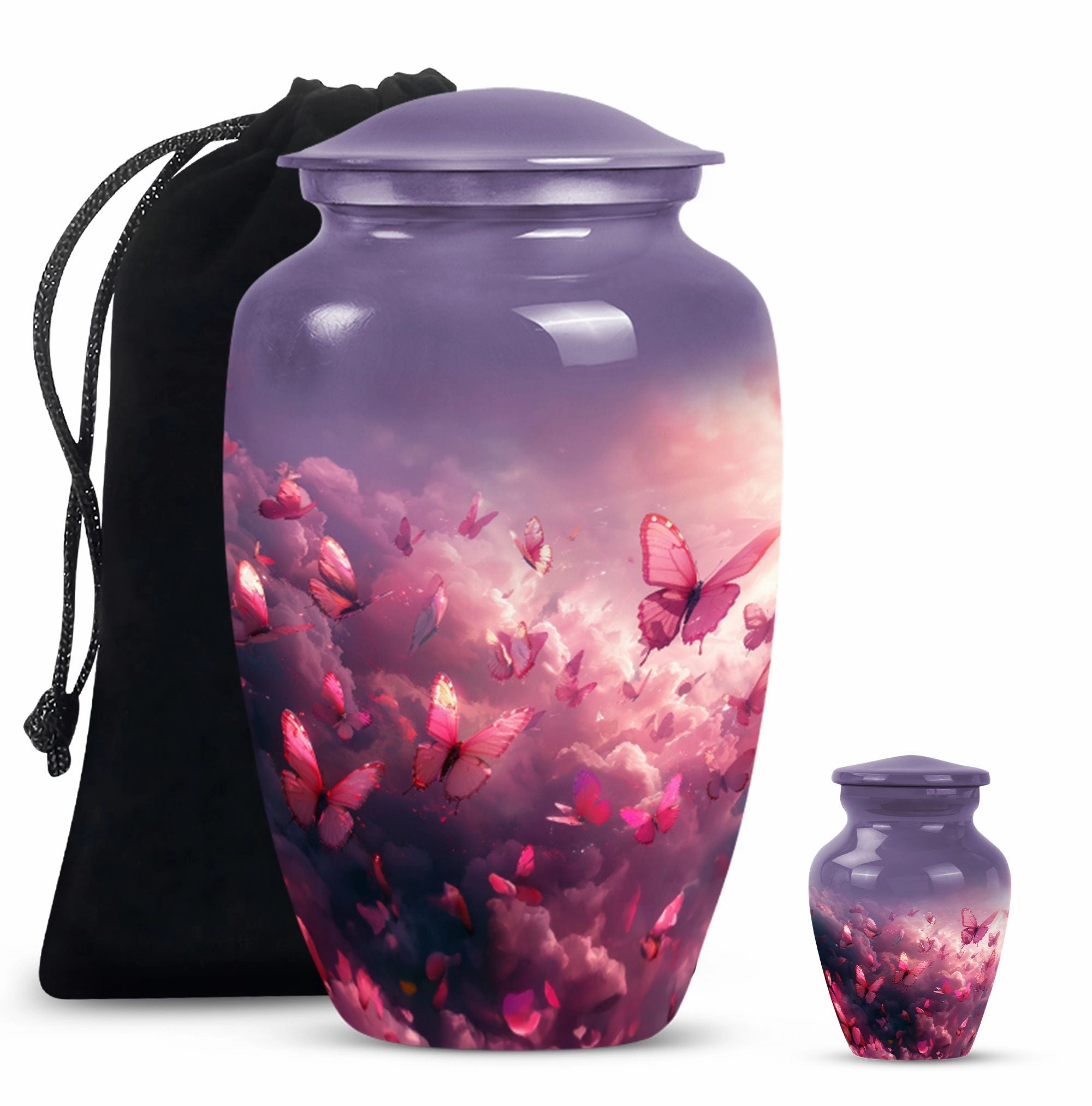 Enchanting Pink Butterfly Tribute: Exquisite Cremation Urn