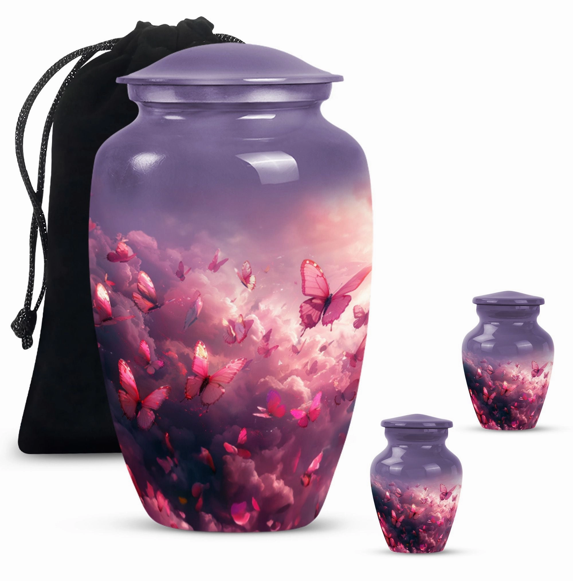 Enchanting Pink Butterfly Tribute: Exquisite Cremation Urn