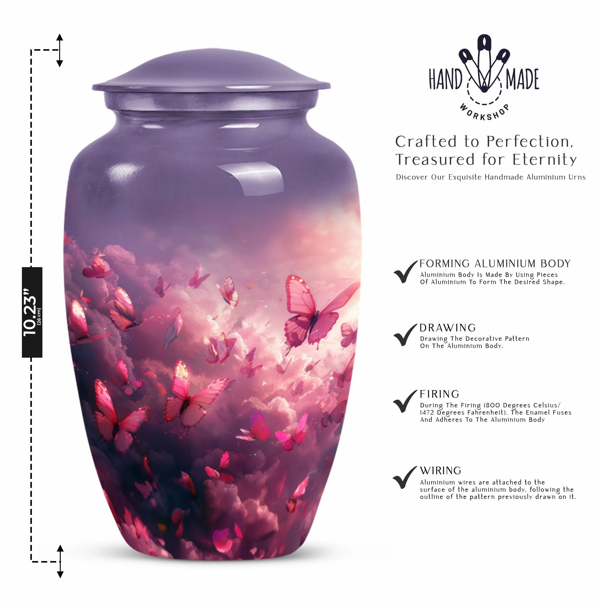Enchanting Pink Butterfly Tribute: Exquisite Cremation Urn